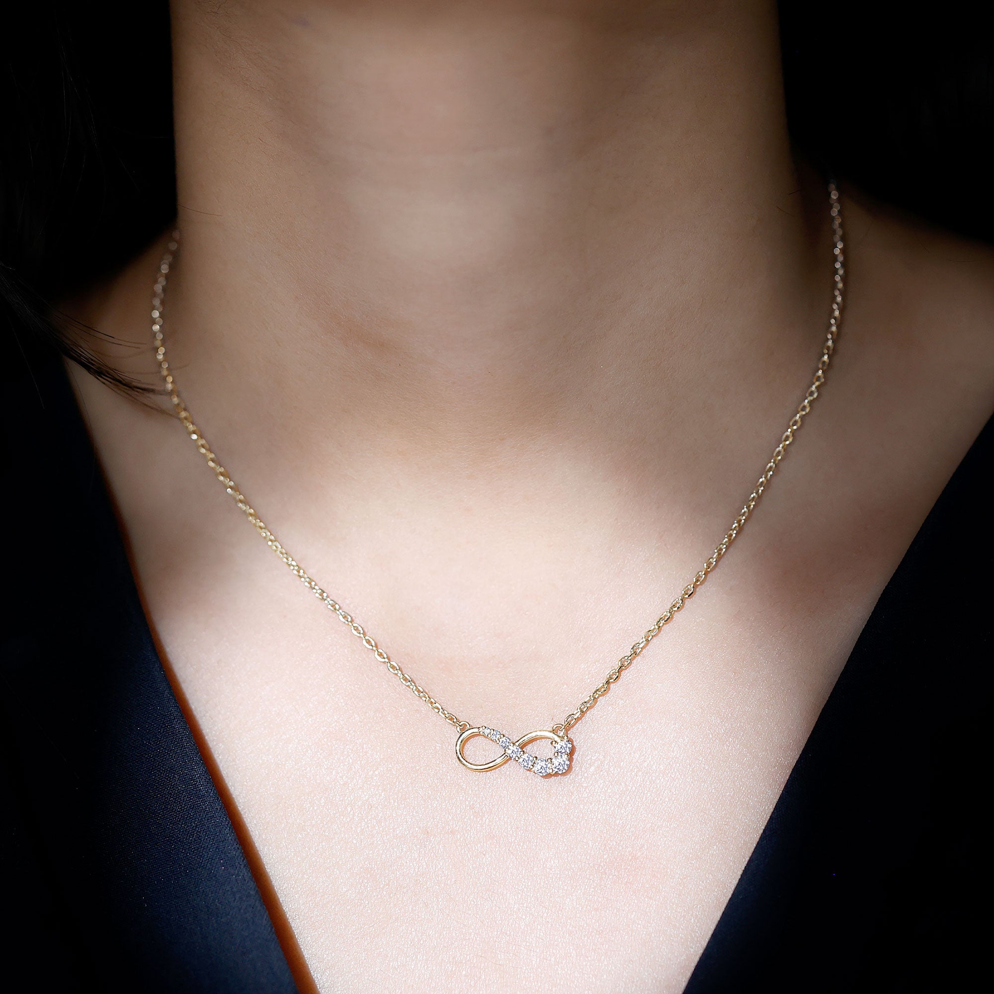Diamond Infinity Pendant Necklace For Women Natural - ( HI-SI ) - Rosec Jewels