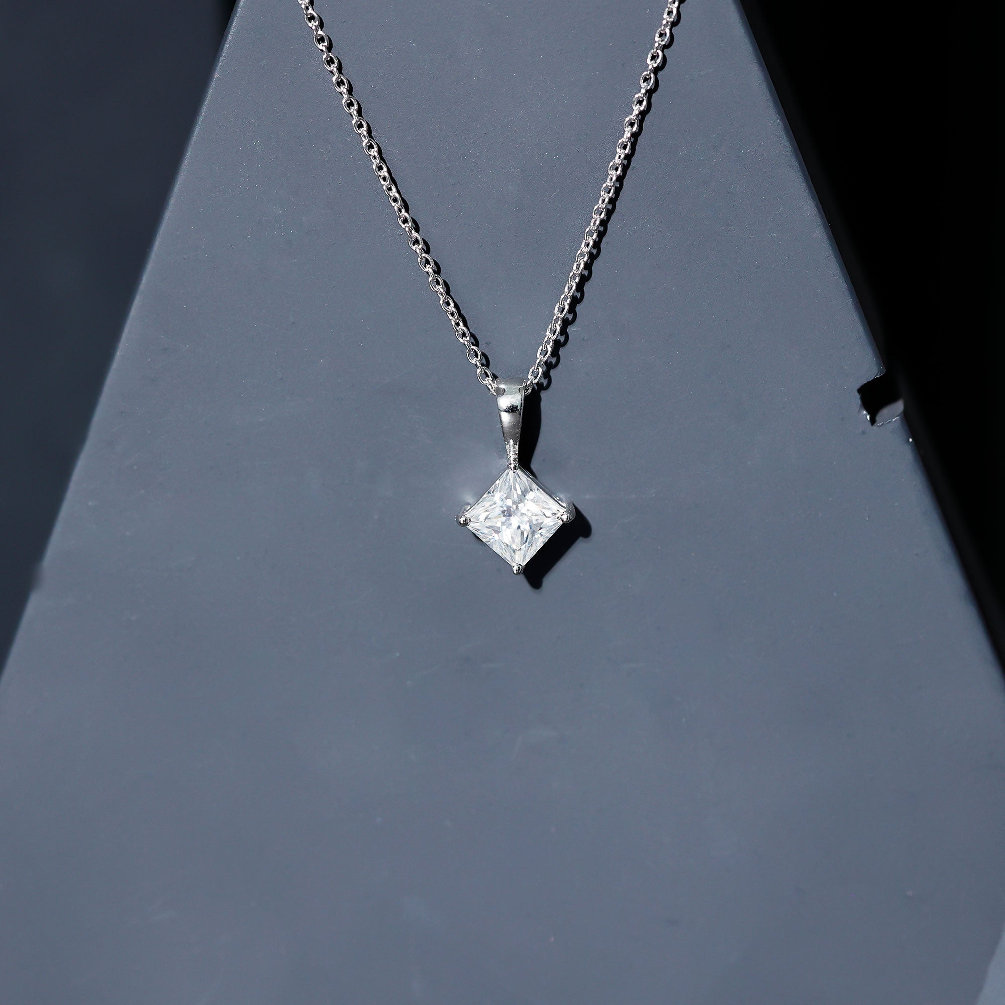 3 CT Princess Cut Moissanite Solitaire Pendant Necklace For Women D-VS1 - Rosec Jewels