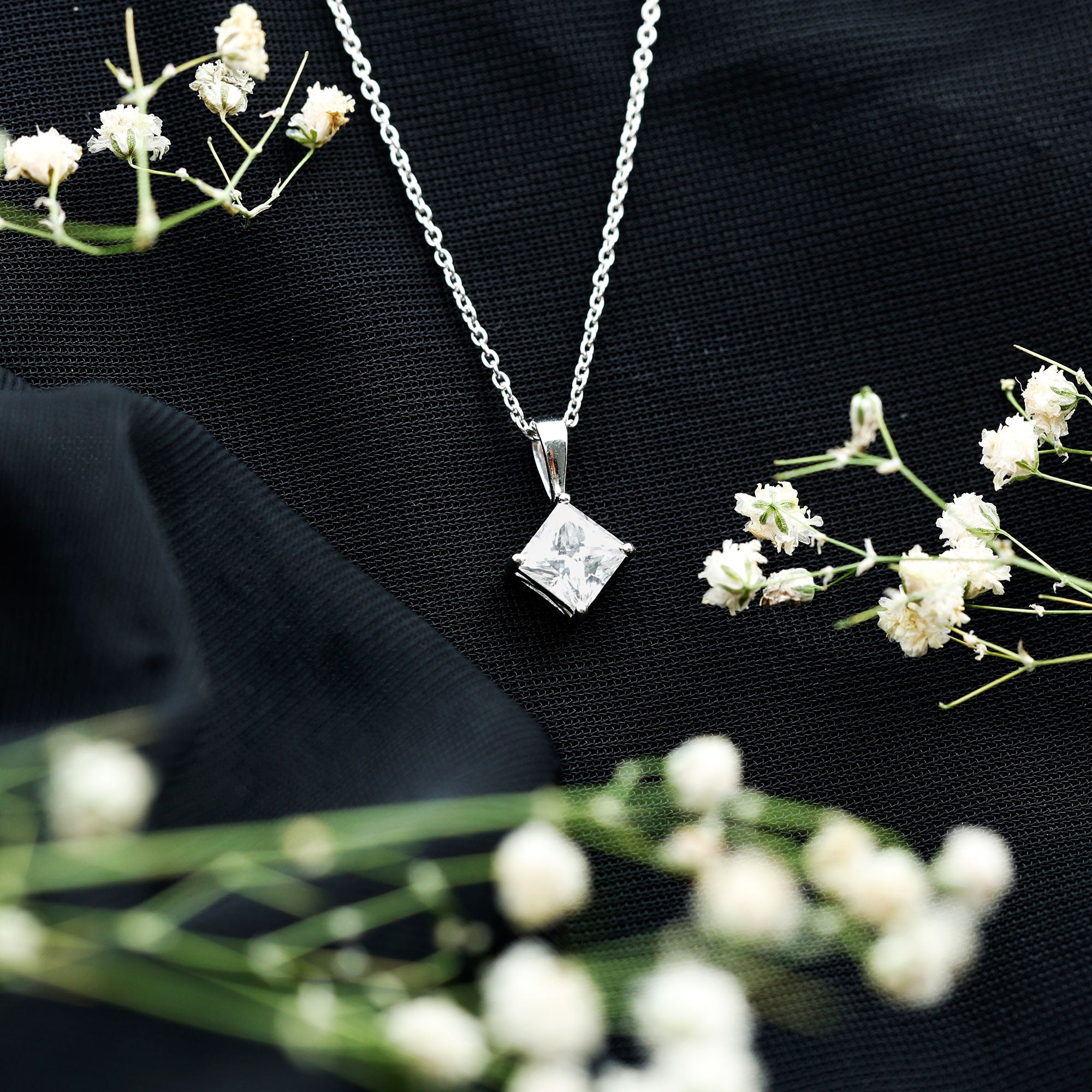 3 CT Princess Cut Moissanite Solitaire Pendant Necklace For Women D-VS1 - Rosec Jewels