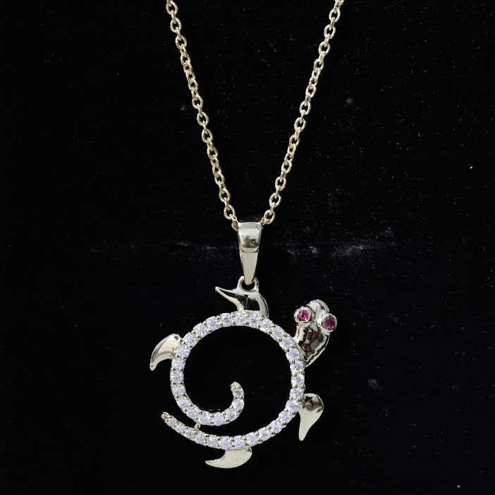 Ruby and Diamond Turtle Necklace With Chain AAA - Rosec Jewels