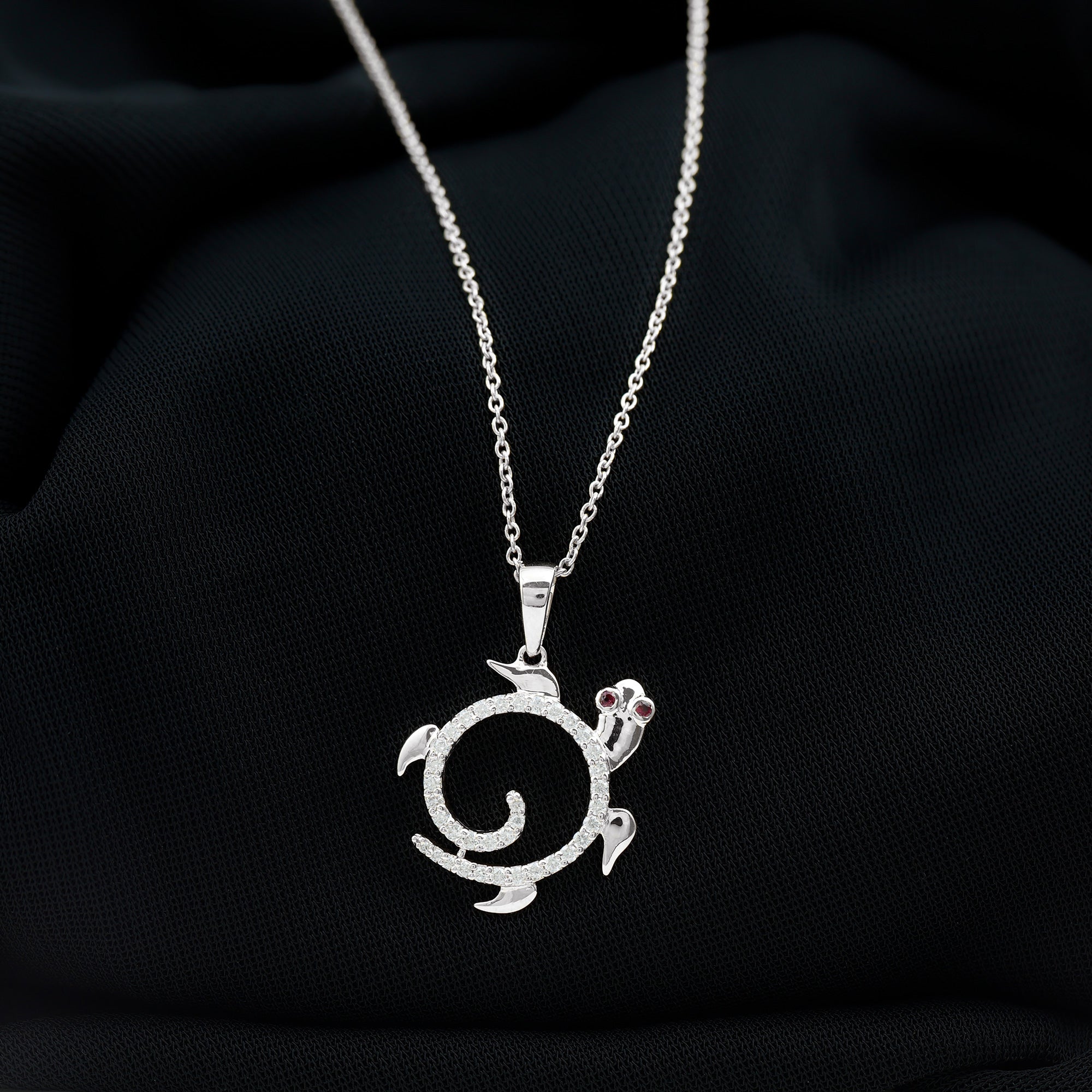 Ruby and Diamond Turtle Necklace With Chain AAA - Rosec Jewels