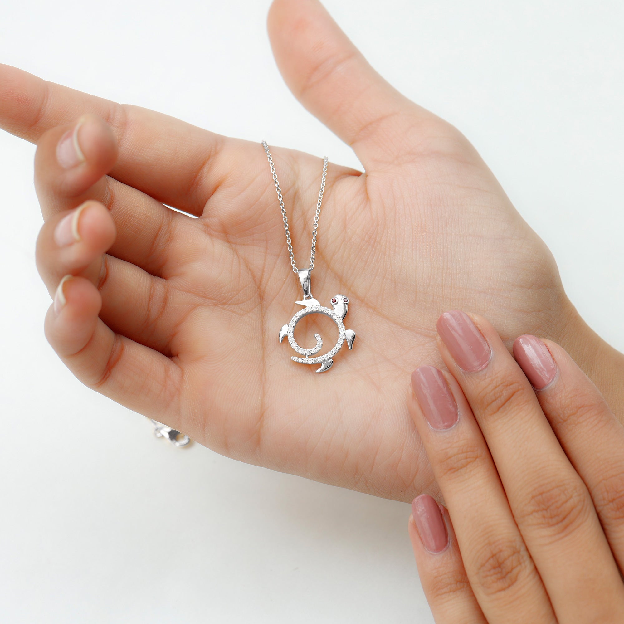 Ruby and Diamond Turtle Necklace With Chain AAA - Rosec Jewels