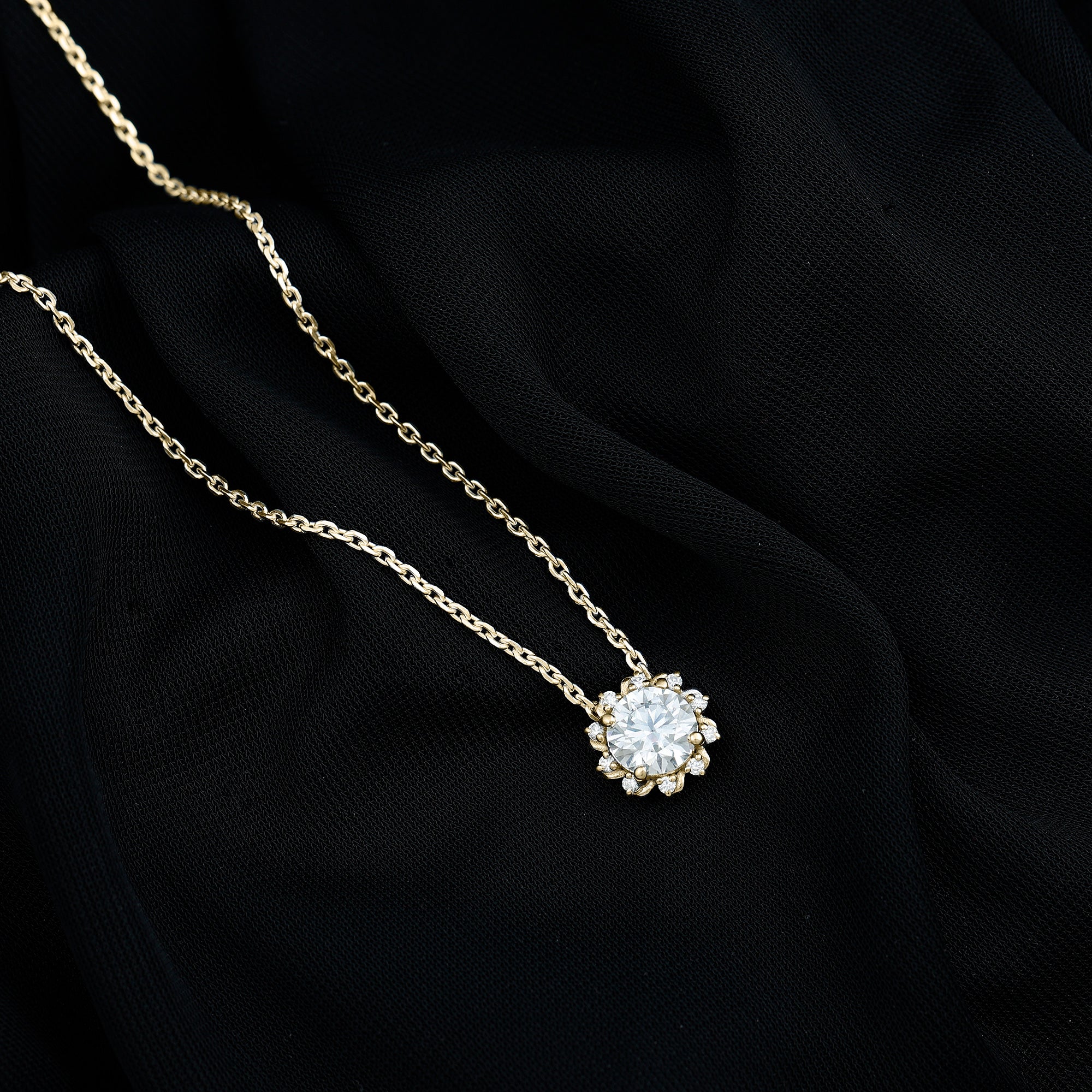 8 MM Round Cut Lab Grown Diamond Starburst Necklace Lab - ( EF-VS ) - Rosec Jewels