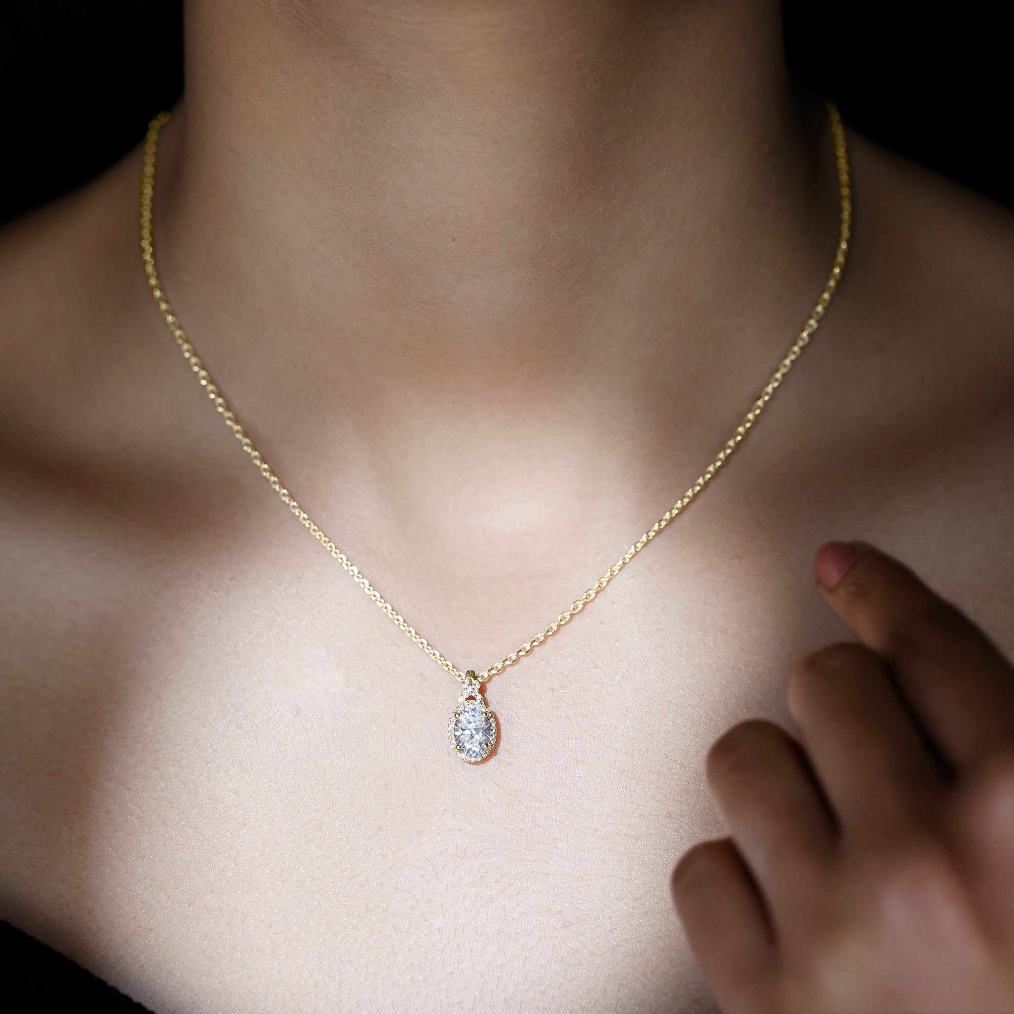 Lab Grown Diamond Vintage Style Pendant With Halo Lab - ( EF-VS ) - Rosec Jewels