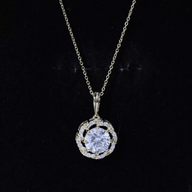 Certified 8 MM Lab Grown Diamond Halo Necklace Lab - ( EF-VS ) - Rosec Jewels