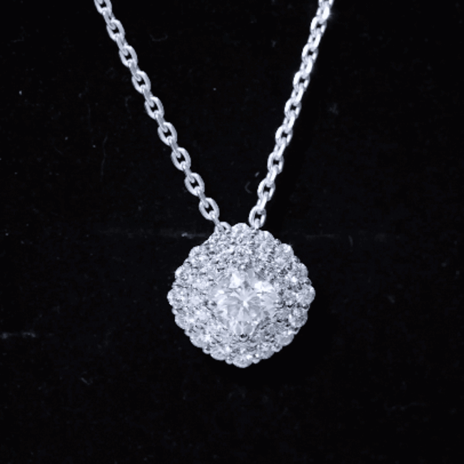 Lab Grown Round Diamond Double Halo Bridal Necklace With Accent Lab - ( EF-VS ) - Rosec Jewels