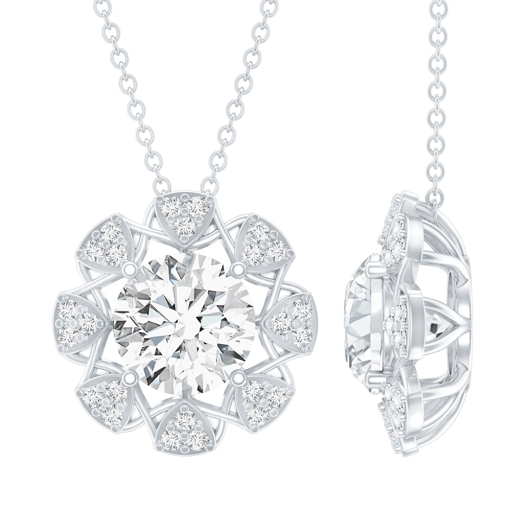 Certified 2 Carat Lab Grown Diamond Designer Solitaire Necklace