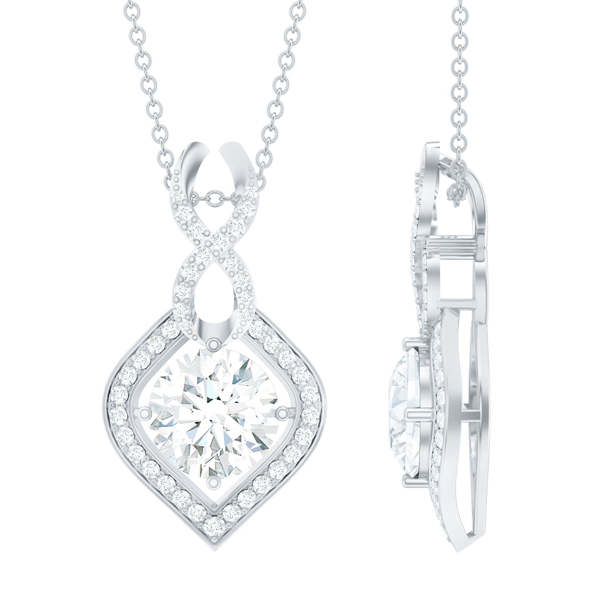 8 MM Round Lab Grown Diamond Infinity Loop Necklace