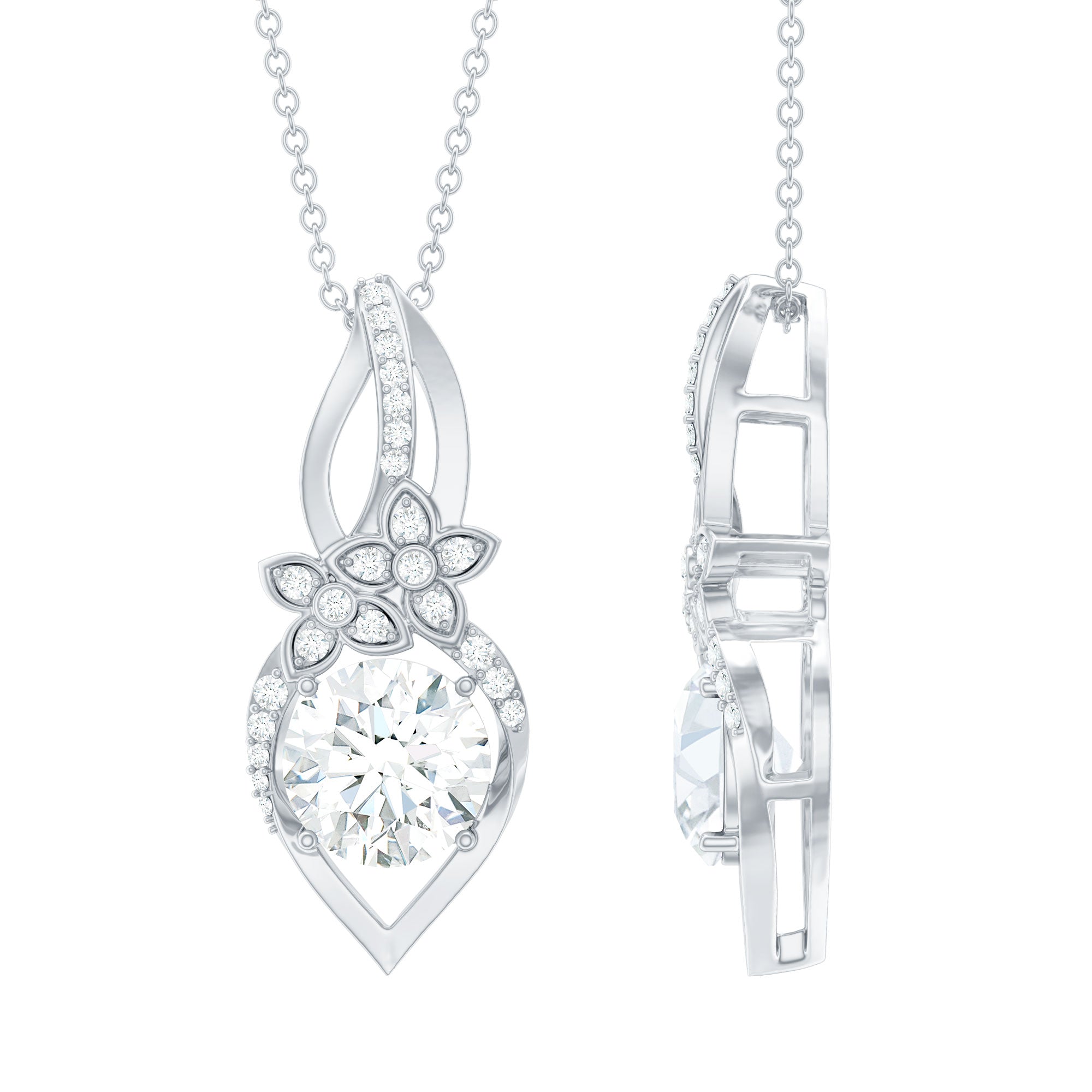 Lab Grown Diamond Flower Statement Necklace