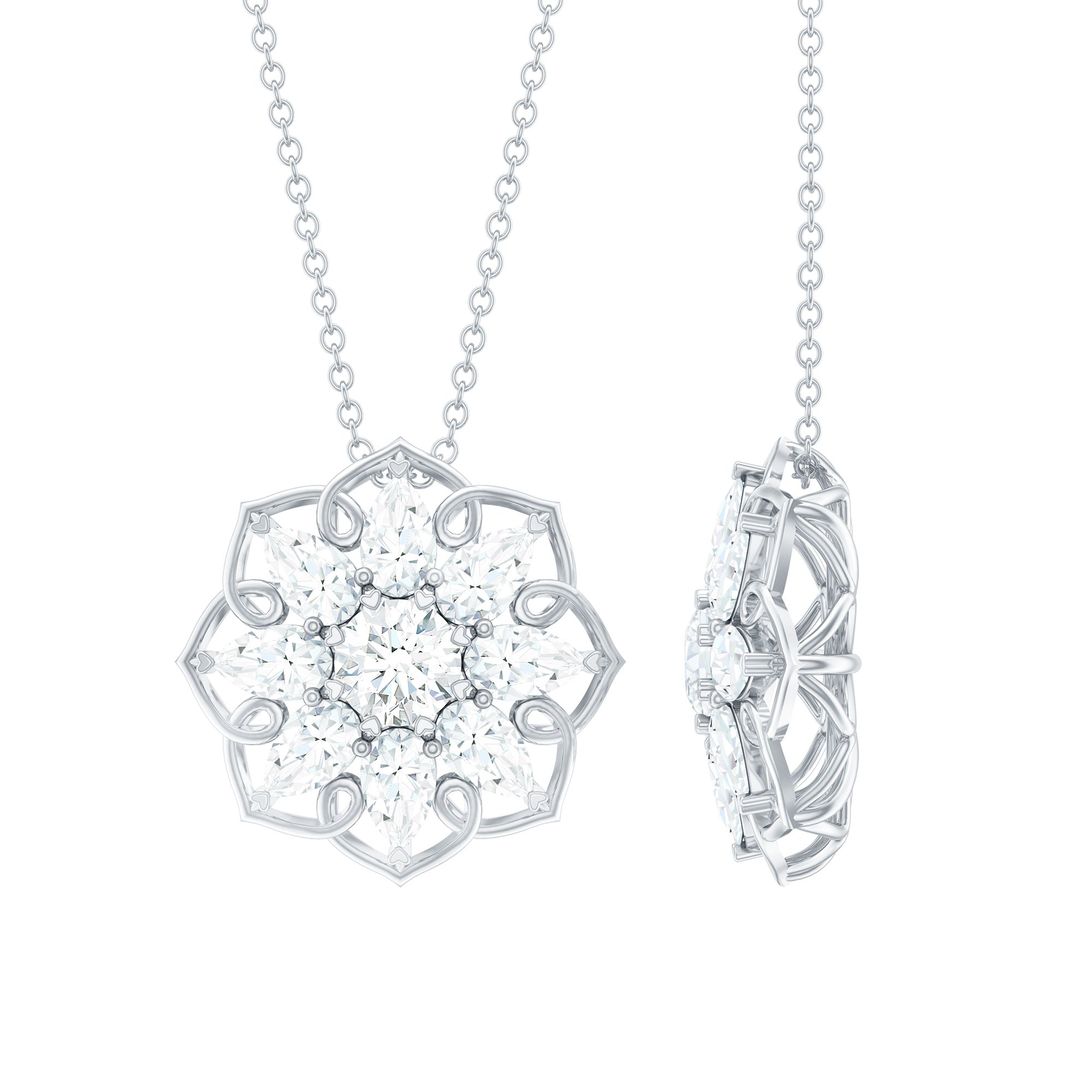 Lab Grown Diamond Statement Flower Necklace