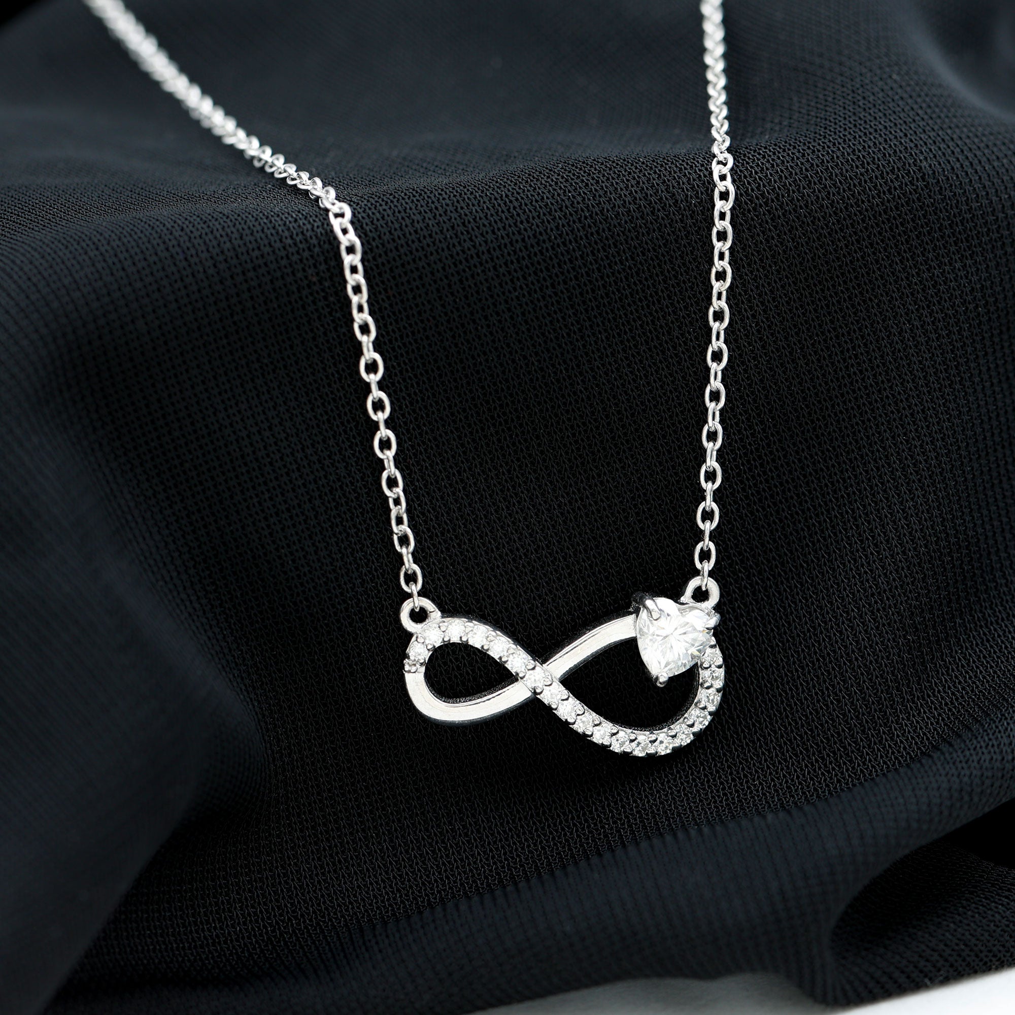 Lab Grown Diamond Infinity Heart Necklace For Women Lab - ( EF-VS ) - Rosec Jewels