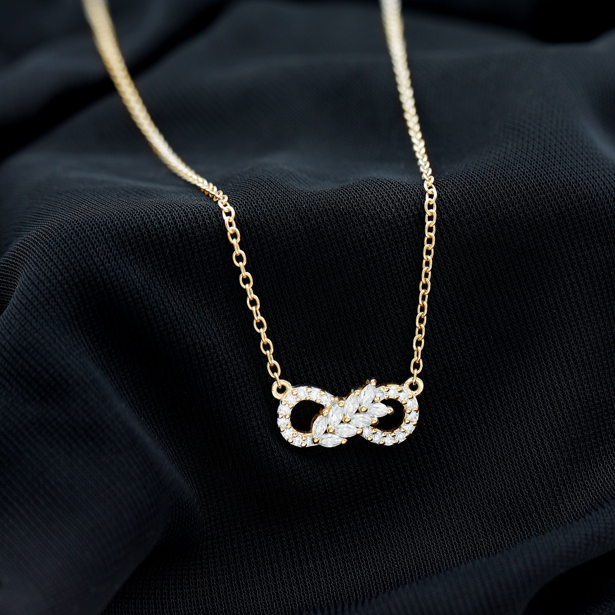 Lab Grown Diamond Infinity Love Knot Necklace For Women Lab - ( EF-VS ) - Rosec Jewels