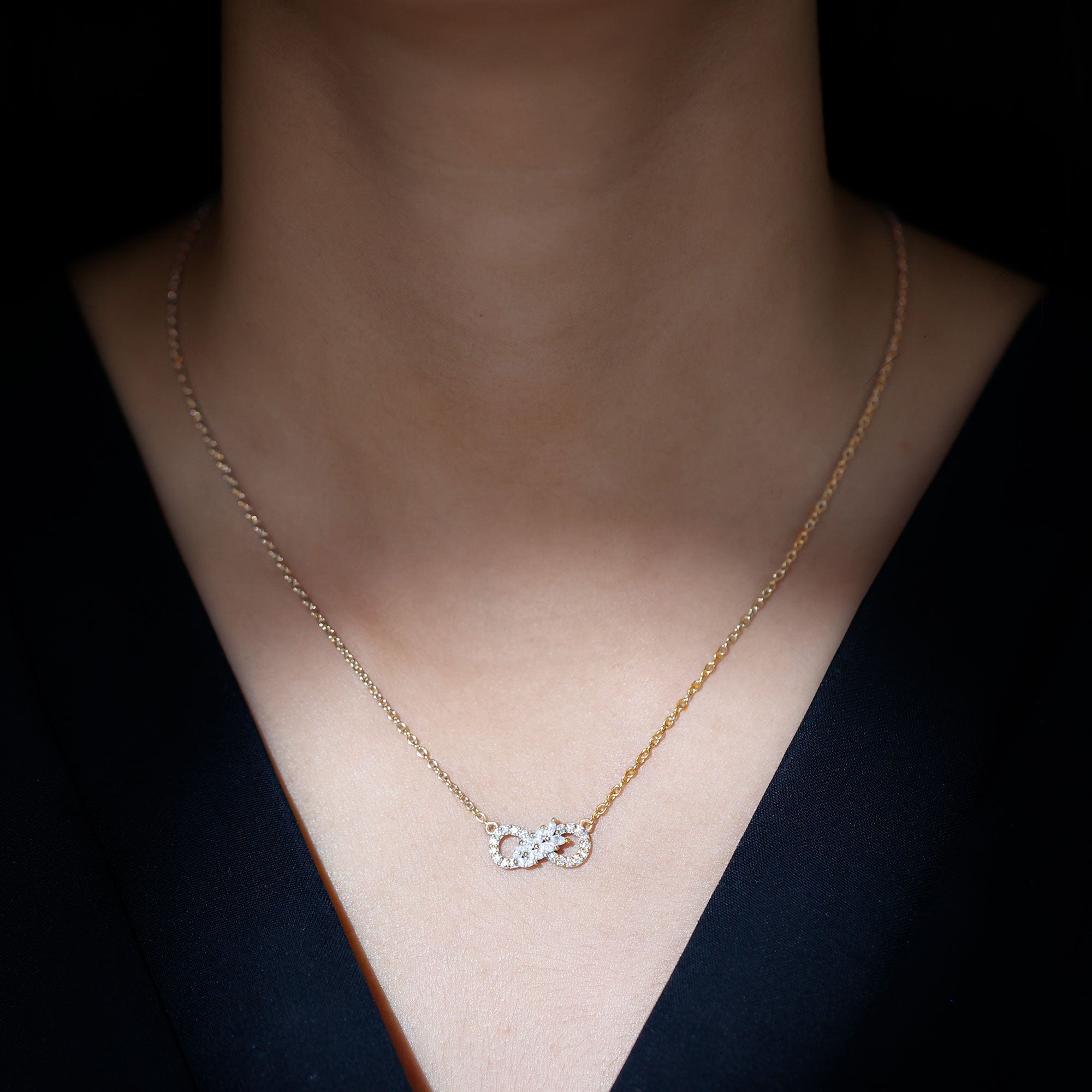 Lab Grown Diamond Infinity Love Knot Necklace For Women Lab - ( EF-VS ) - Rosec Jewels