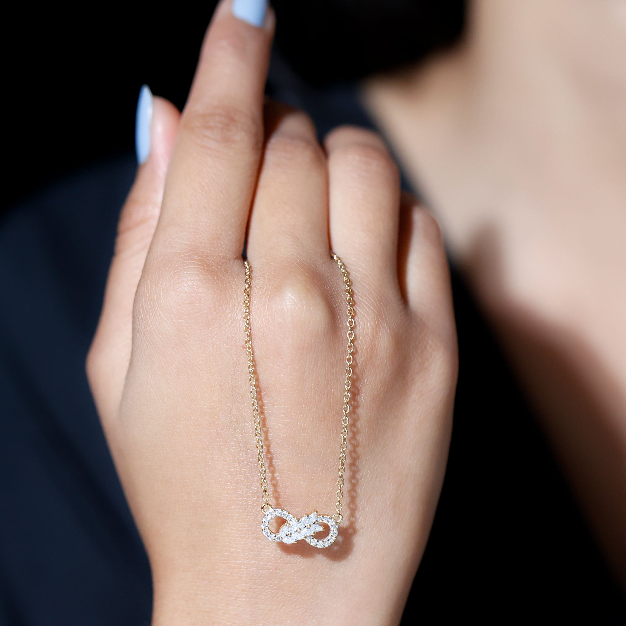 Lab Grown Diamond Infinity Love Knot Necklace For Women Lab - ( EF-VS ) - Rosec Jewels