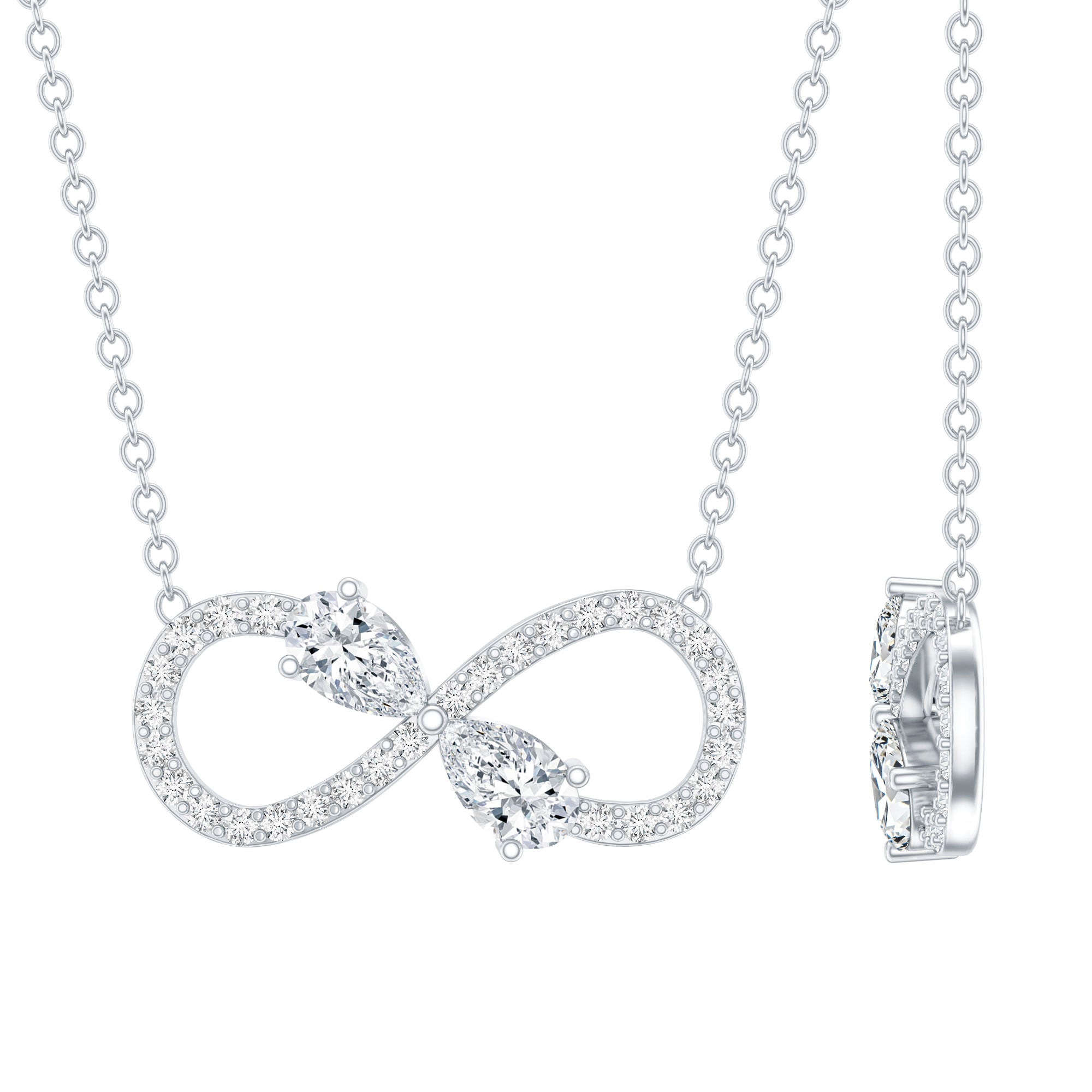 Lab Grown Diamond Forever Knot Teardrop Necklace Lab - ( EF-VS ) - Rosec Jewels