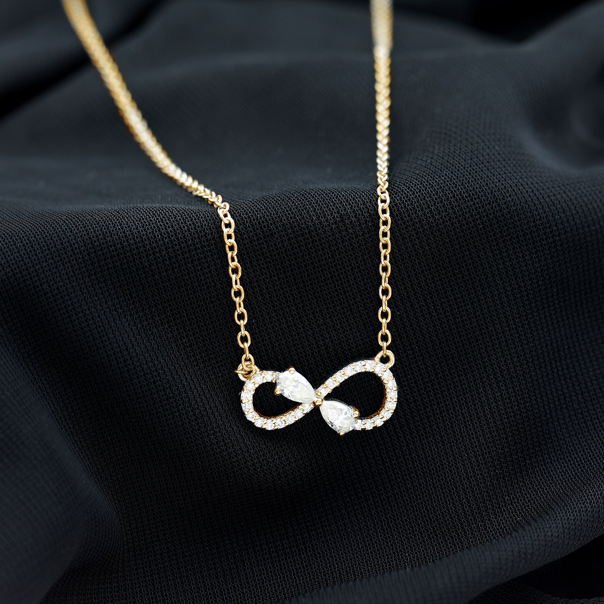 Lab Grown Diamond Forever Knot Teardrop Necklace Lab - ( EF-VS ) - Rosec Jewels