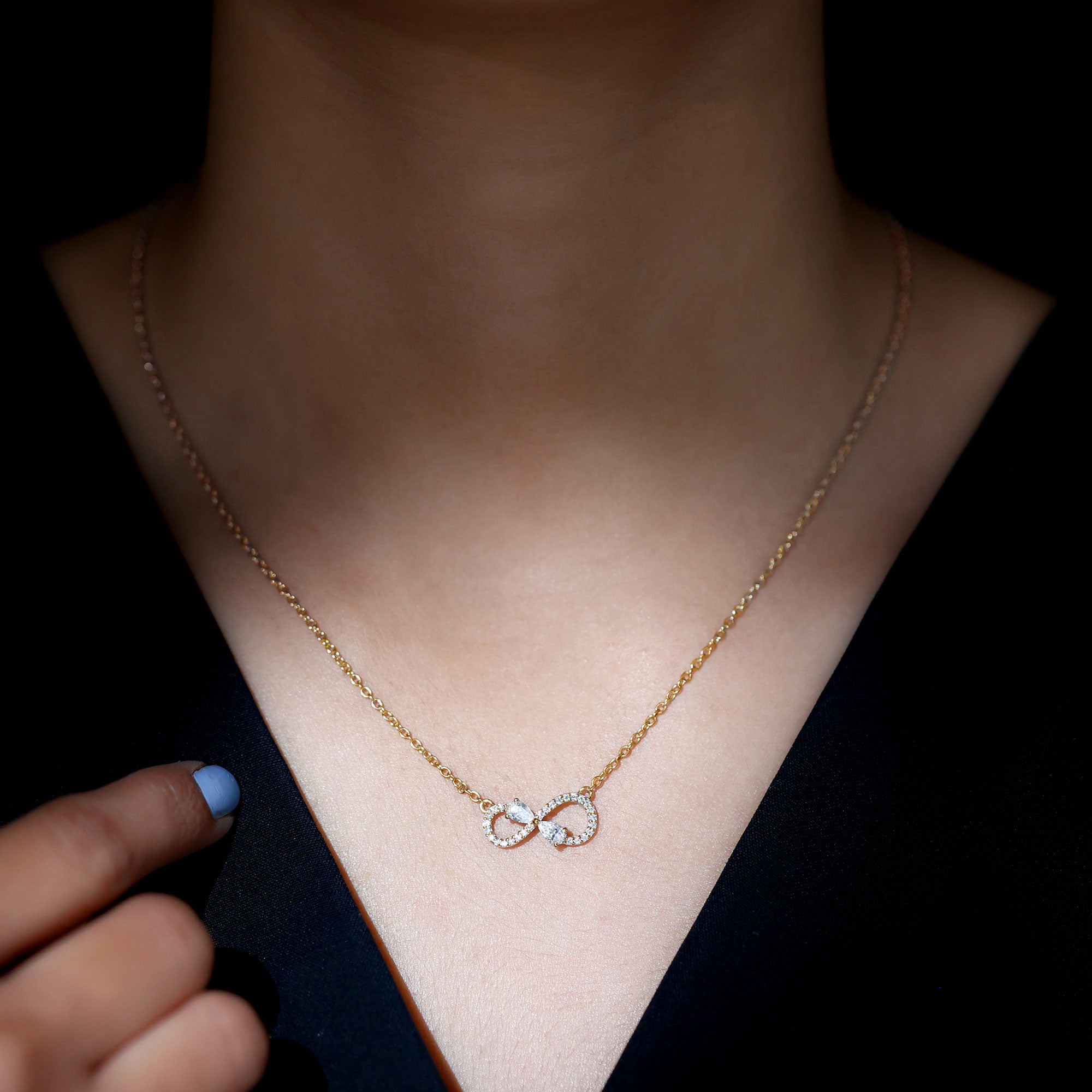 Lab Grown Diamond Forever Knot Teardrop Necklace Lab - ( EF-VS ) - Rosec Jewels