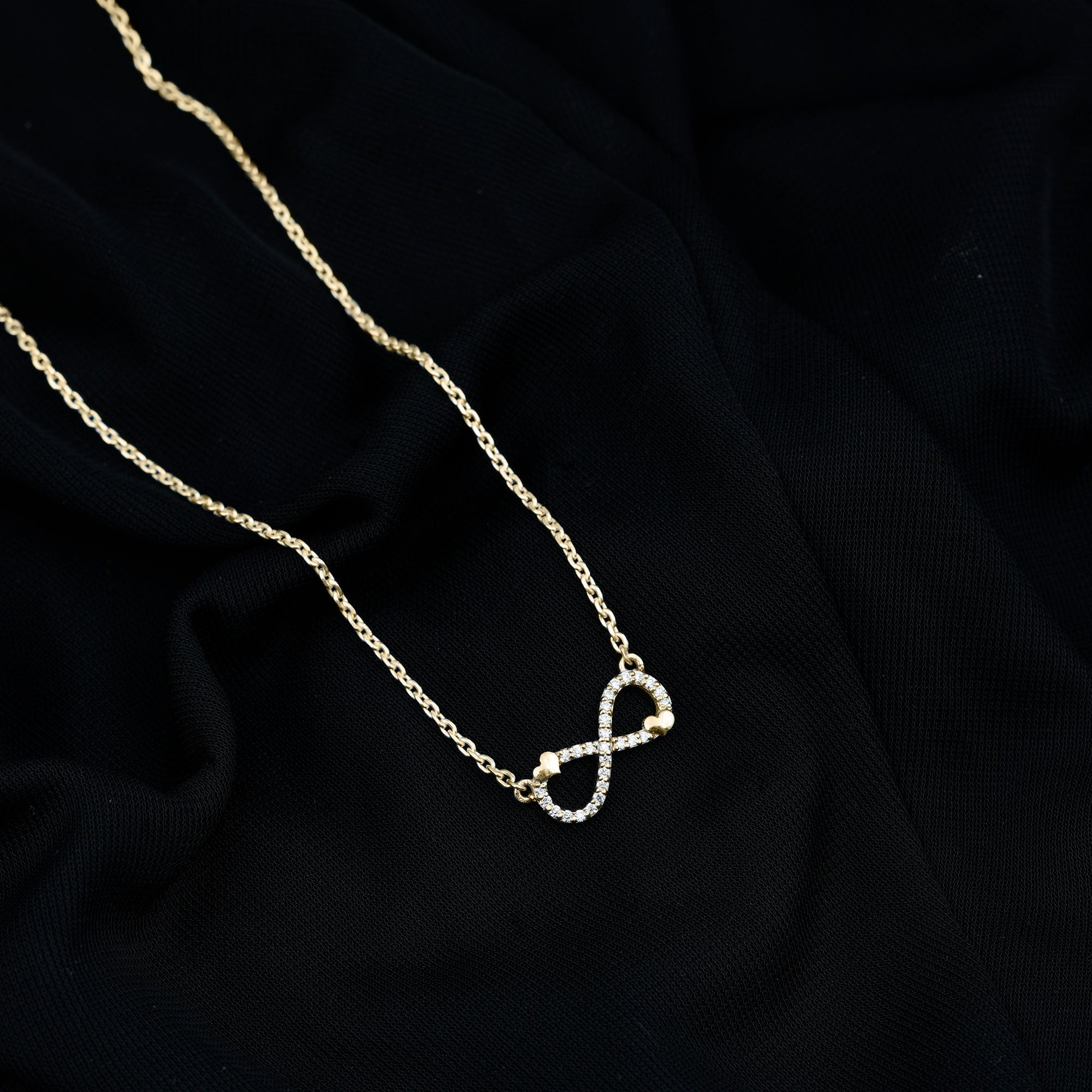 Lab Grown Diamond Infinity Knot Necklace With Cute Heart Lab - ( EF-VS ) - Rosec Jewels