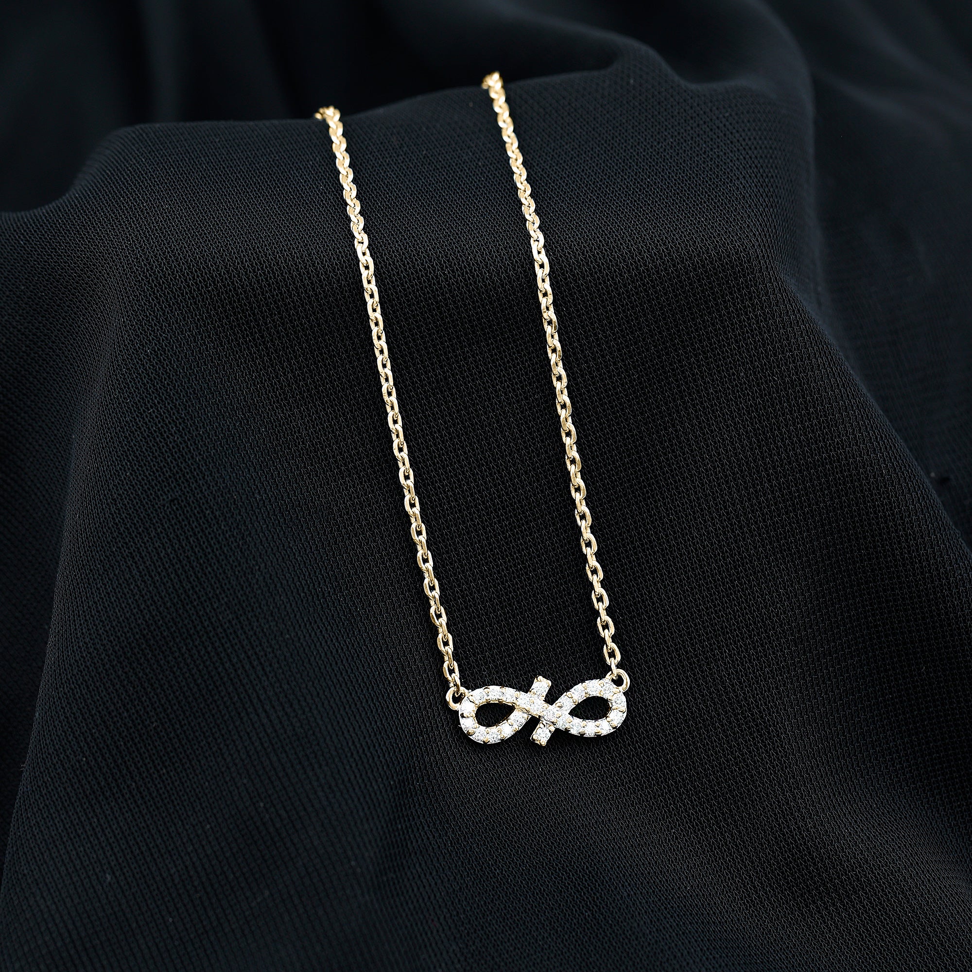 Pave Set Lab Grown Diamond Sideways Infinity Necklace Lab - ( EF-VS ) - Rosec Jewels