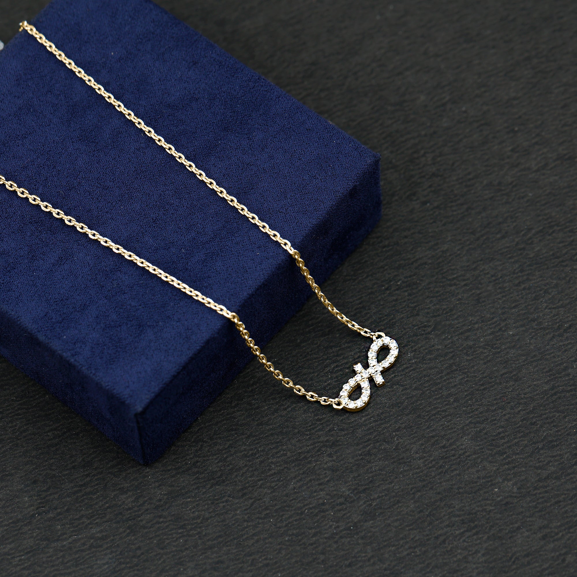 Pave Set Lab Grown Diamond Sideways Infinity Necklace Lab - ( EF-VS ) - Rosec Jewels