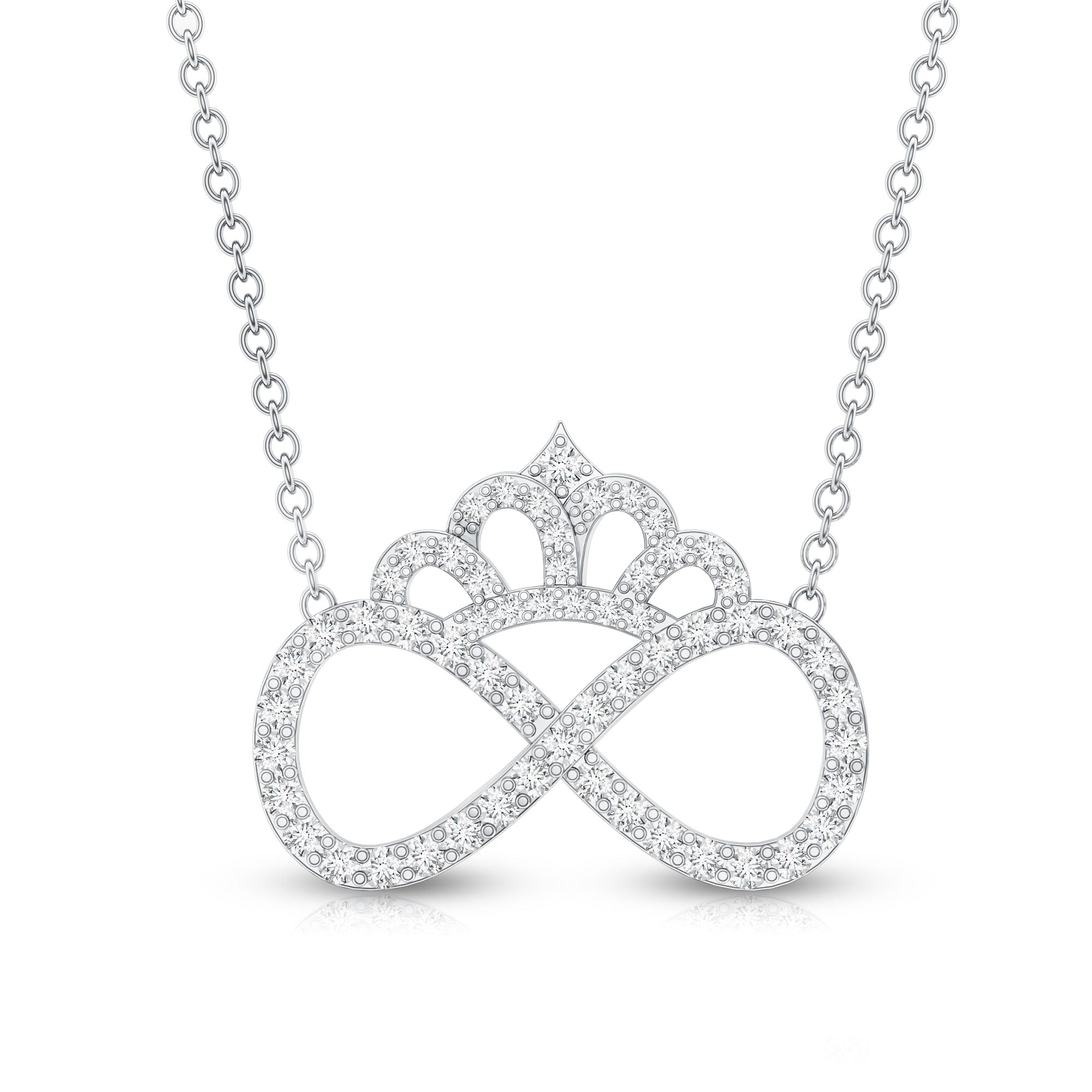 Lab Grown Diamond Crown Statement Necklace Lab - ( EF-VS ) - Rosec Jewels