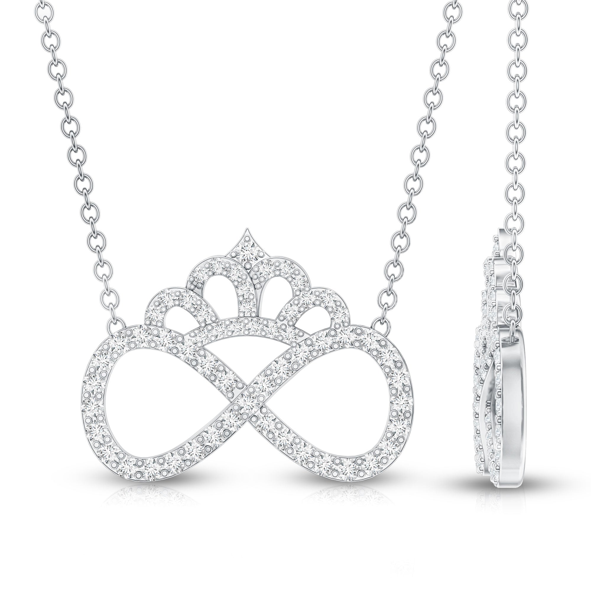 Lab Grown Diamond Crown Statement Necklace Lab - ( EF-VS ) - Rosec Jewels