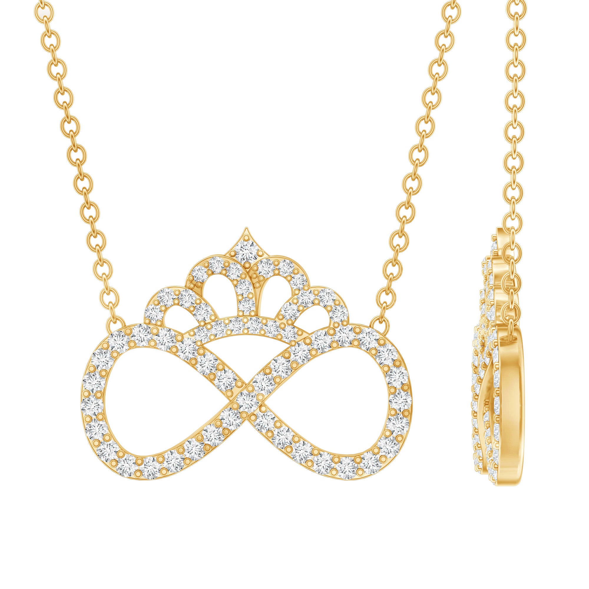 Lab Grown Diamond Crown Statement Necklace Lab - ( EF-VS ) - Rosec Jewels