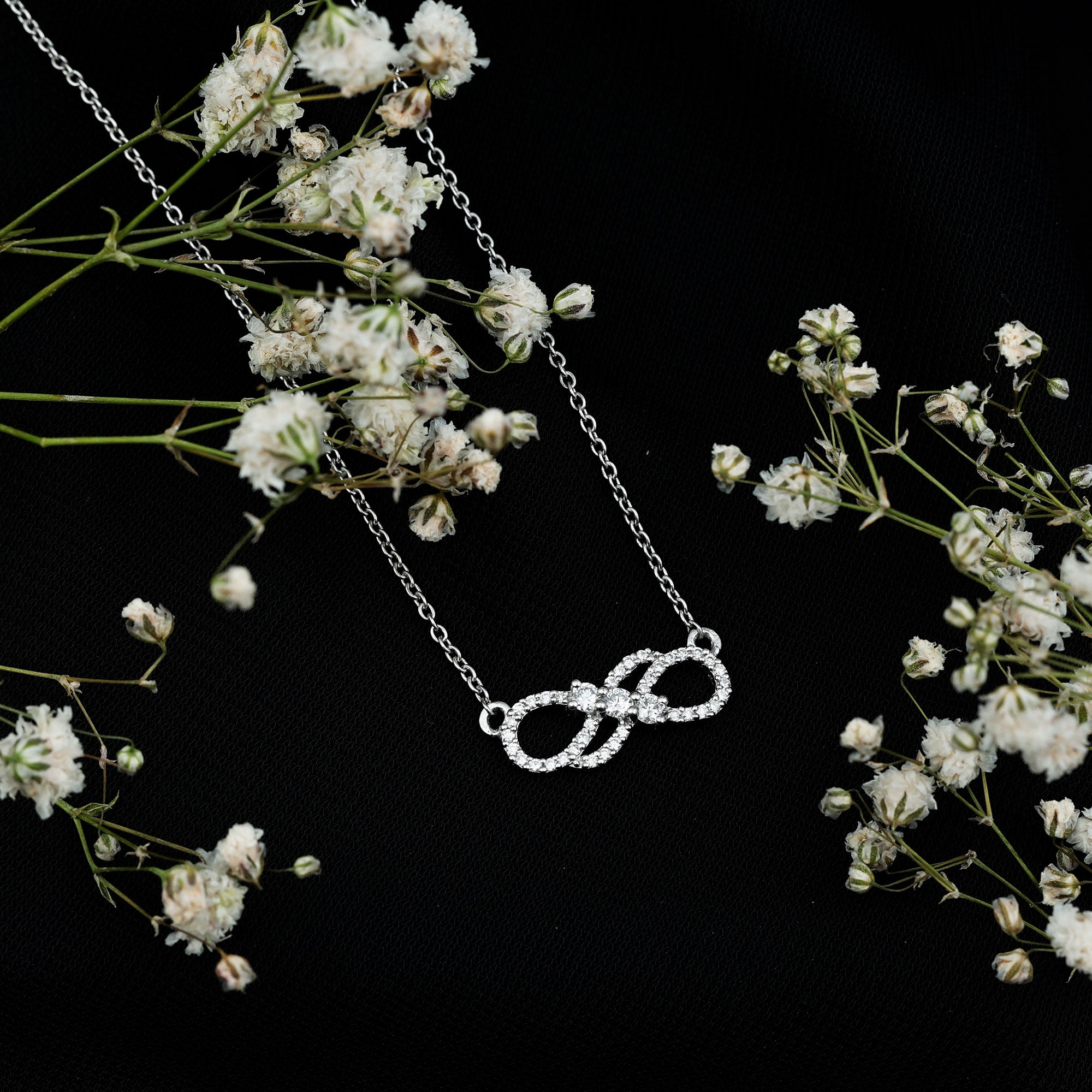 Certified Lab Grown Diamond Double Infinity Symbol Necklace Lab - ( EF-VS ) - Rosec Jewels