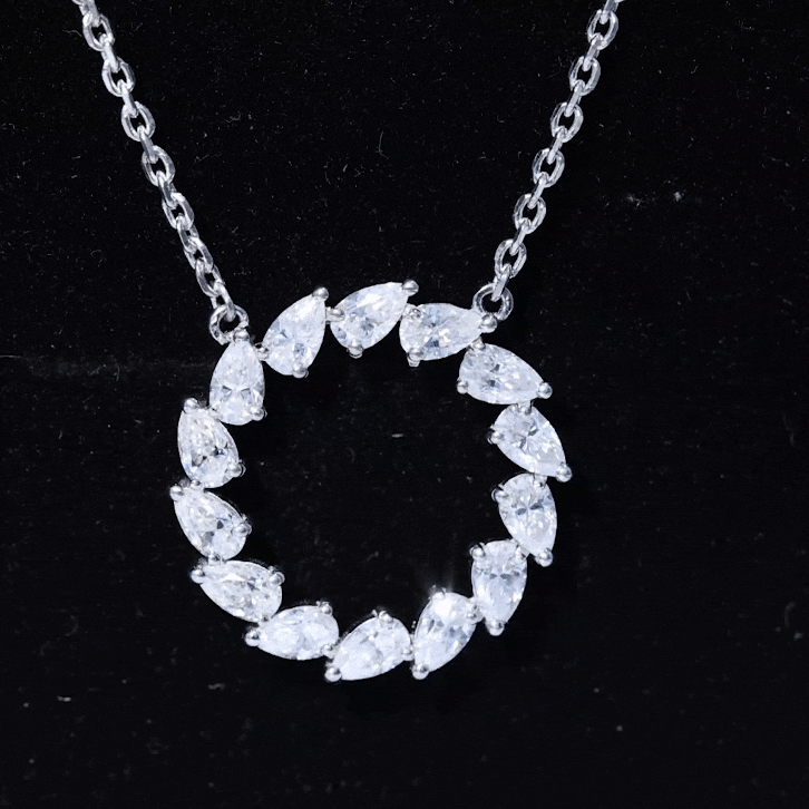 Certified Lab Pear Diamond Eternity Circle Necklace Lab - ( EF-VS ) - Rosec Jewels