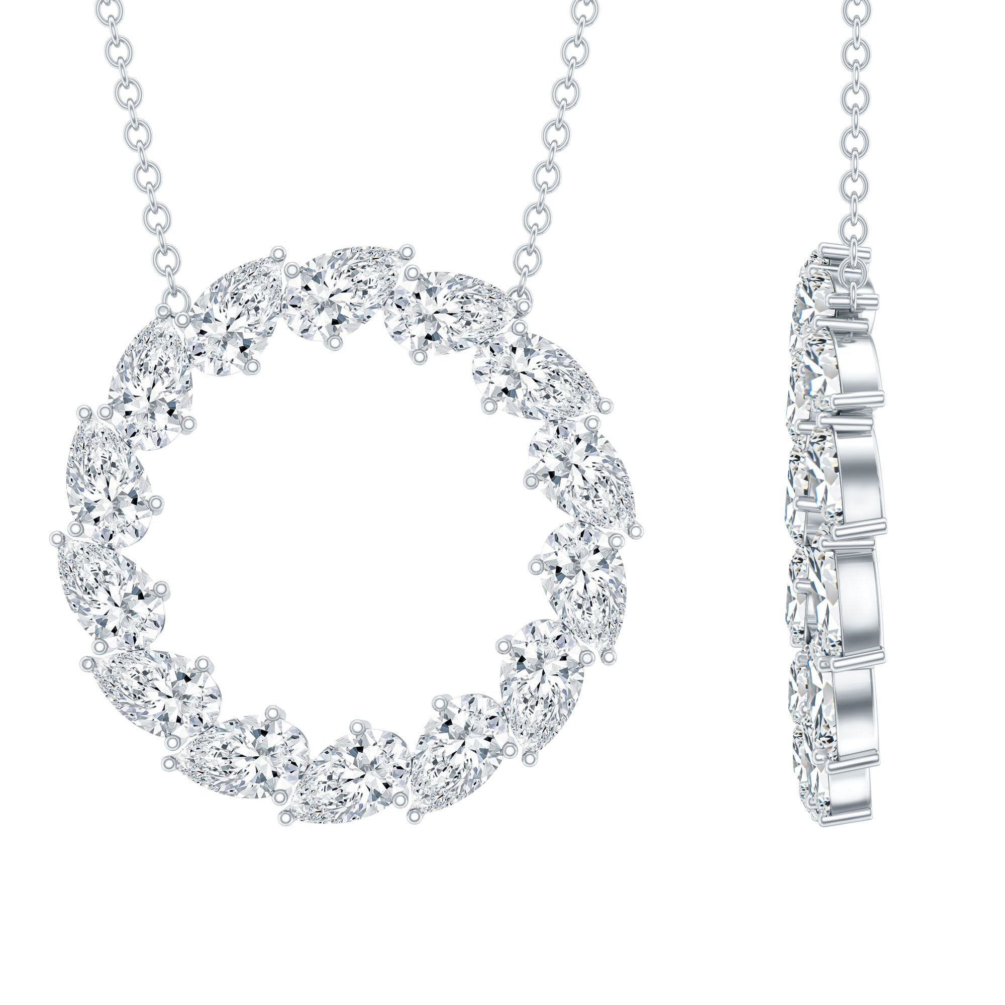 Certified Lab Pear Diamond Eternity Circle Necklace Lab - ( EF-VS ) - Rosec Jewels