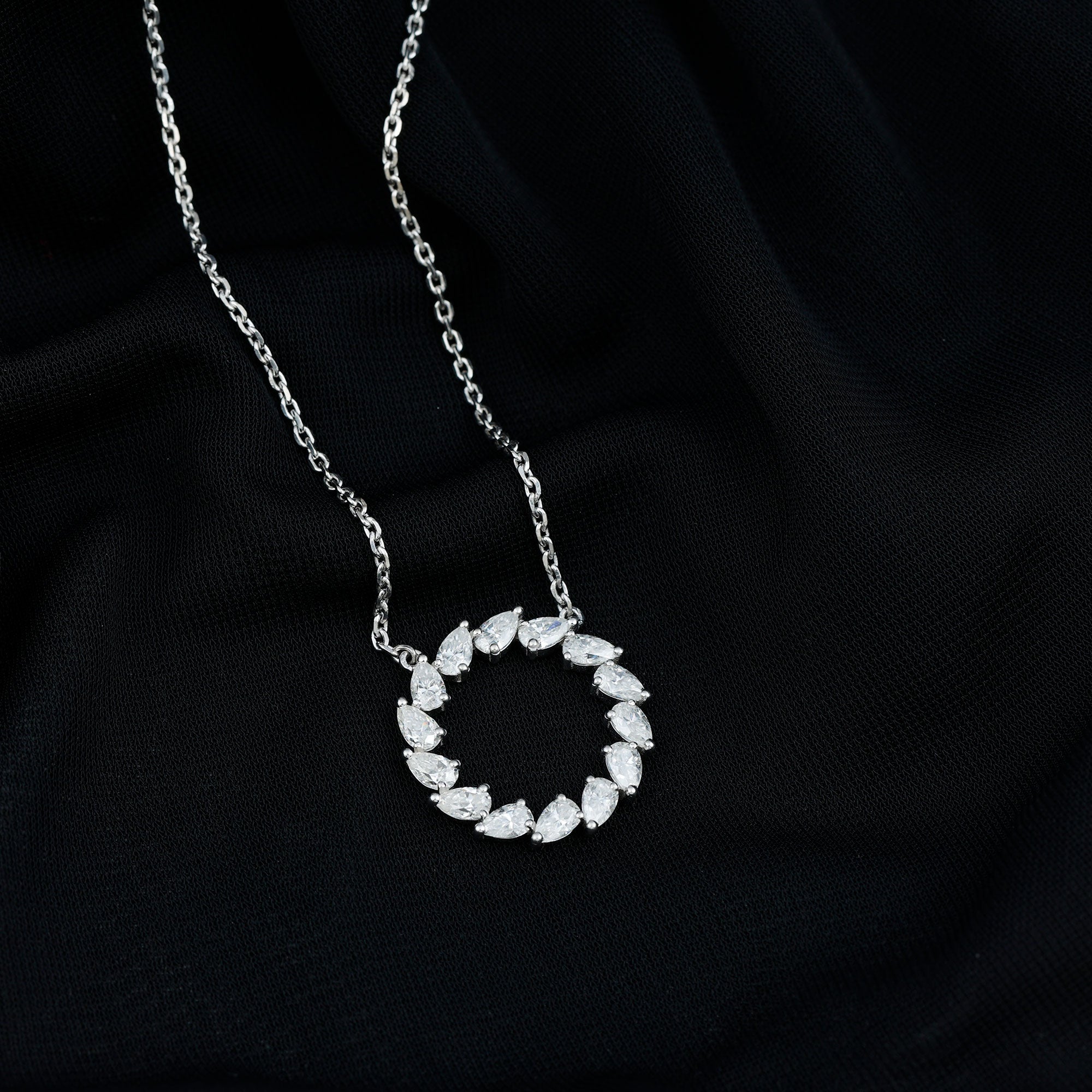 Certified Lab Pear Diamond Eternity Circle Necklace Lab - ( EF-VS ) - Rosec Jewels