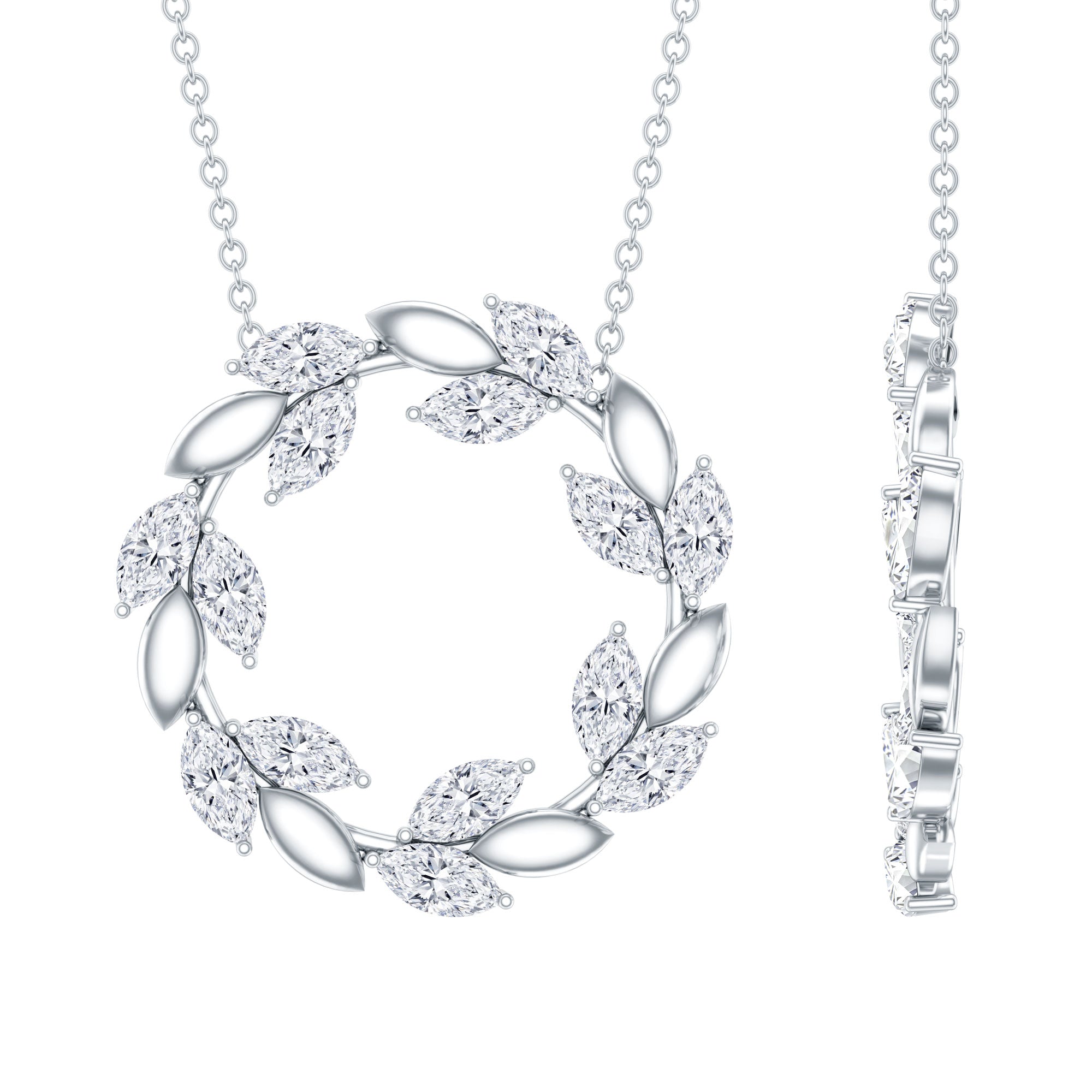 Lab Grown Diamond Nature Inspired Circle Necklace Lab - ( EF-VS ) - Rosec Jewels