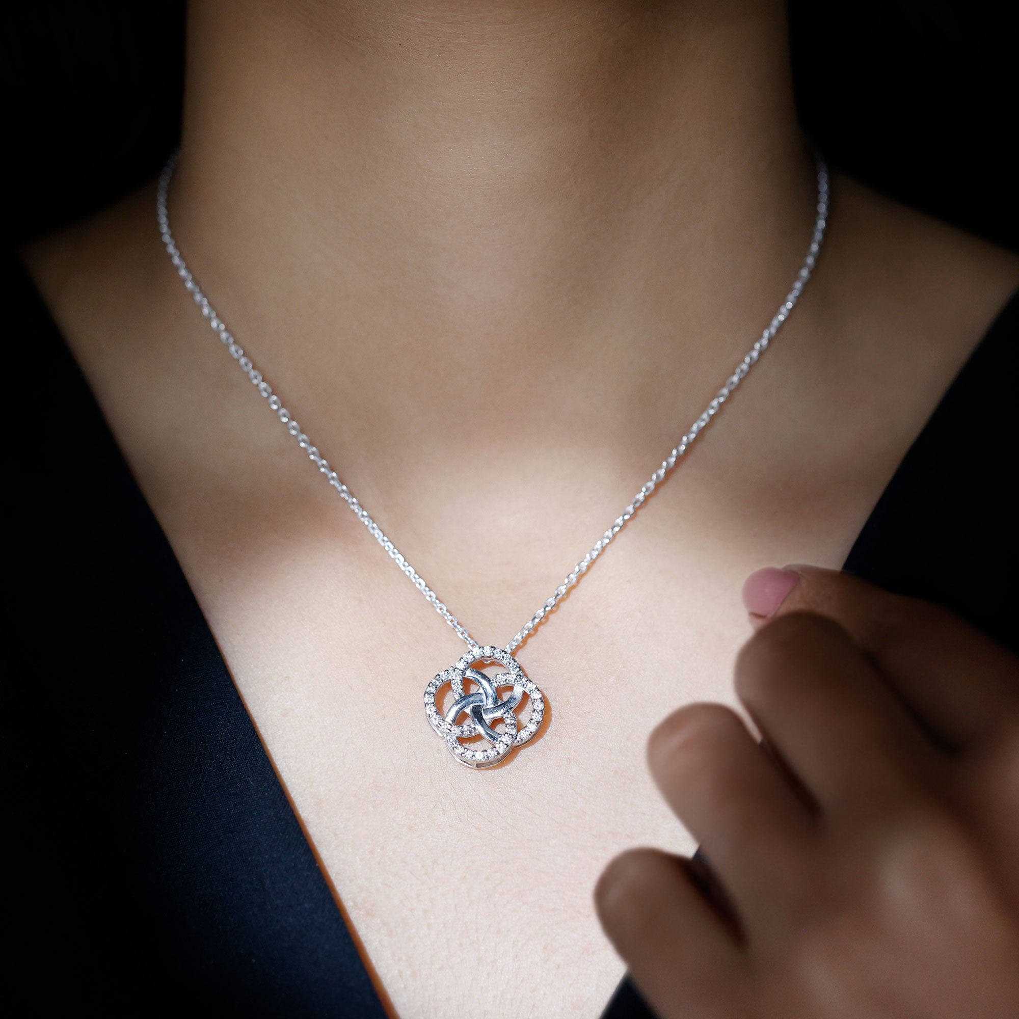 Certified Lab Grown Diamond Interlocking Circle Necklace Lab - ( EF-VS ) - Rosec Jewels