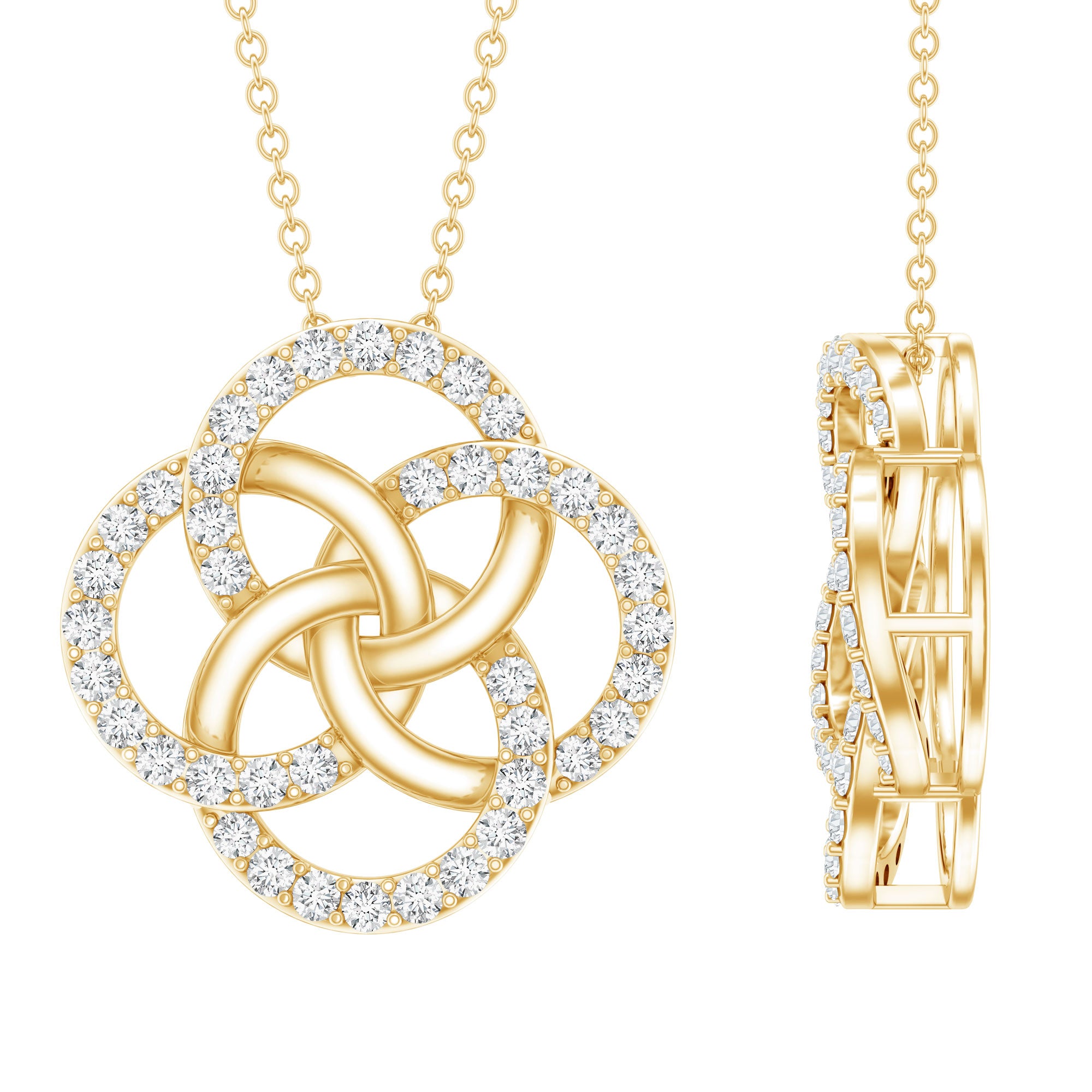 Certified Lab Grown Diamond Interlocking Circle Necklace Lab - ( EF-VS ) - Rosec Jewels