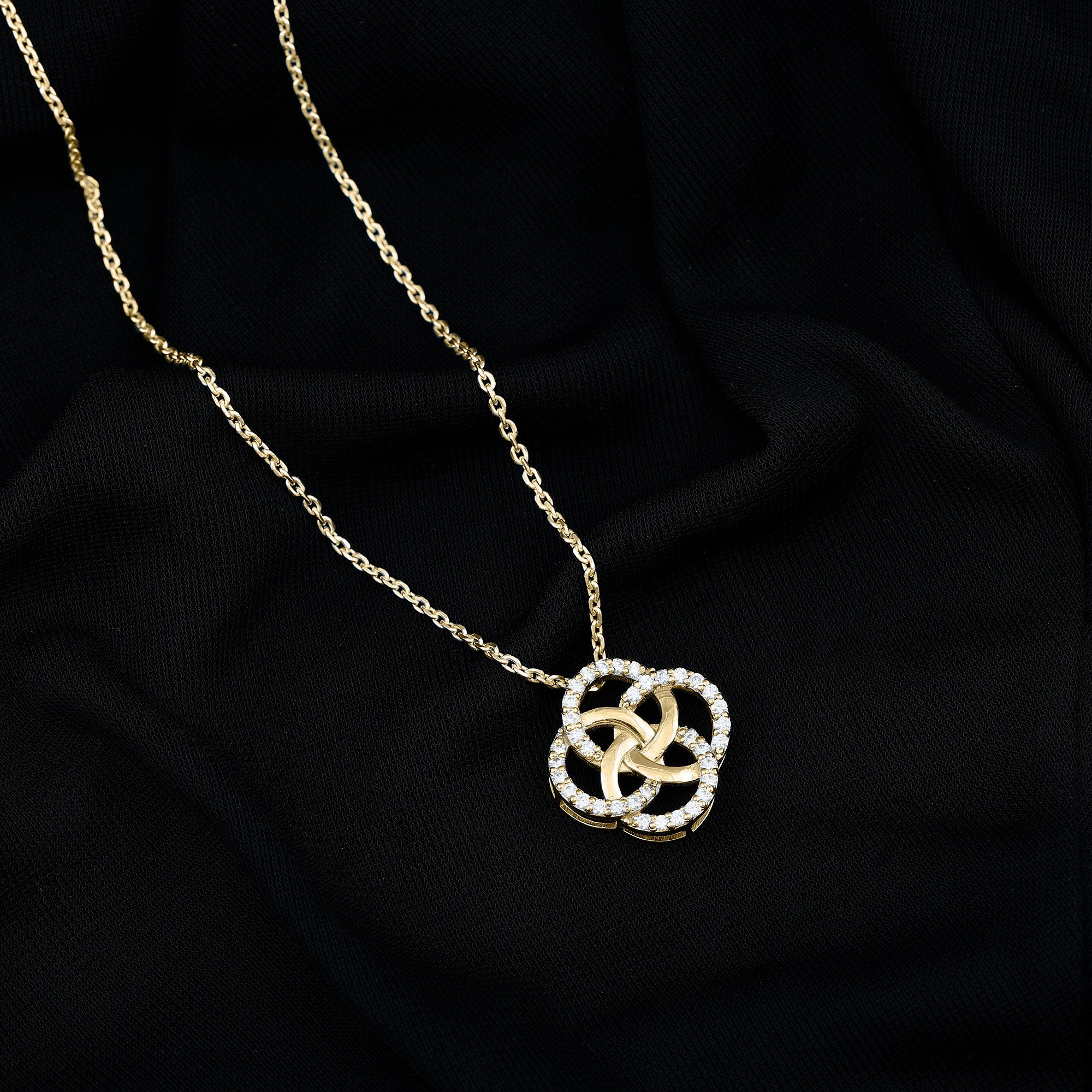 Certified Lab Grown Diamond Interlocking Circle Necklace Lab - ( EF-VS ) - Rosec Jewels