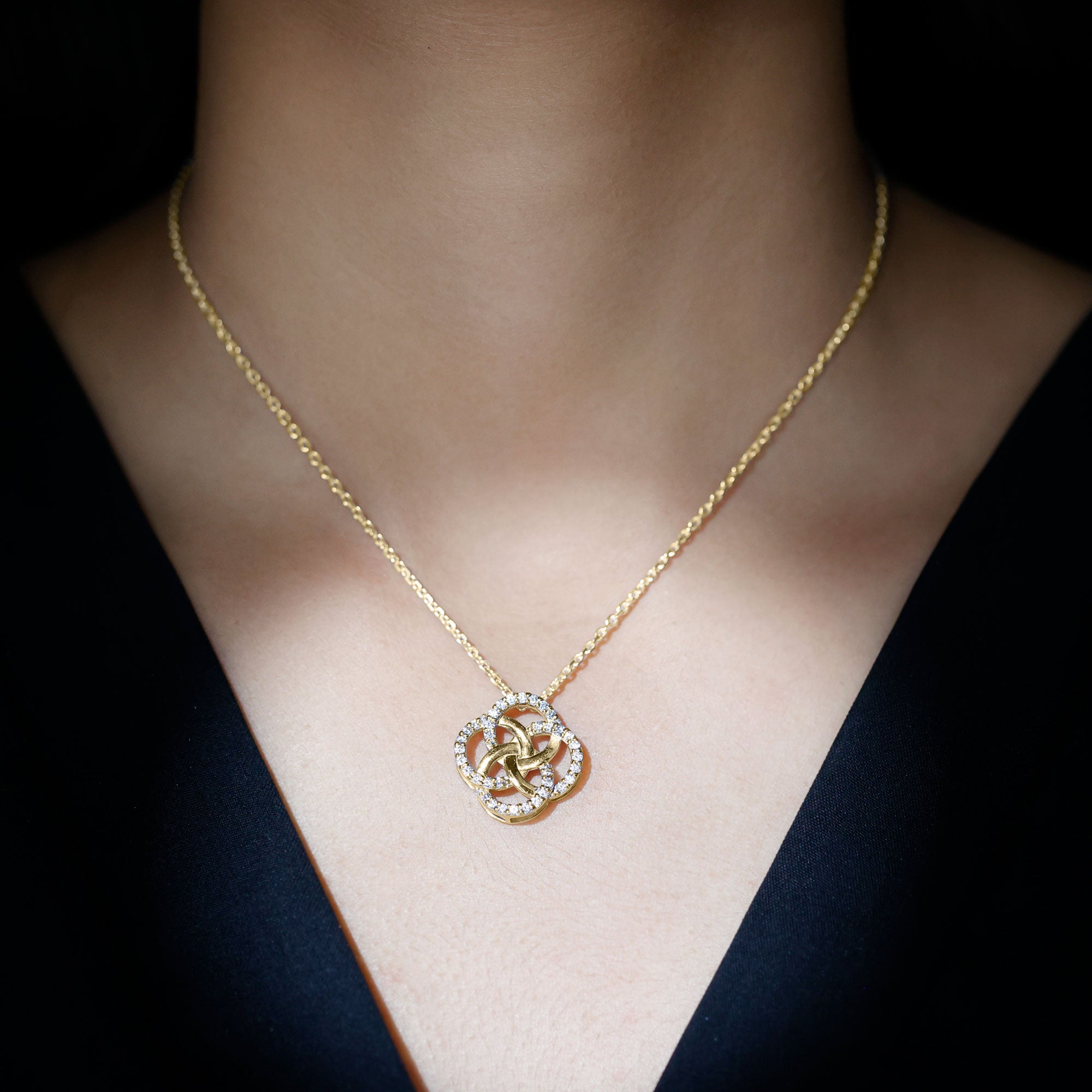 Certified Lab Grown Diamond Interlocking Circle Necklace Lab - ( EF-VS ) - Rosec Jewels