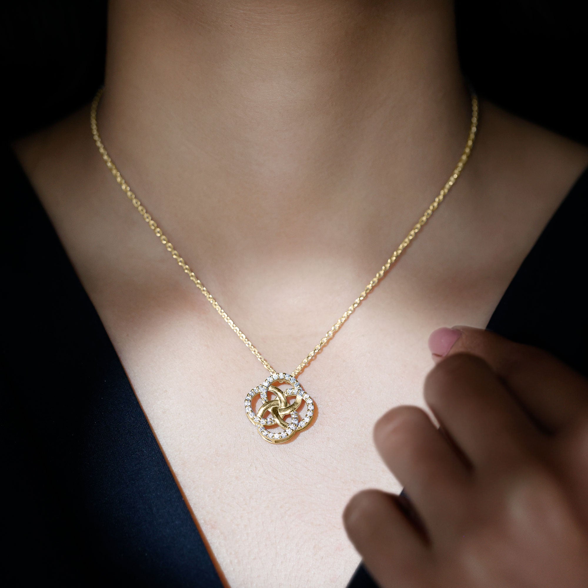 Certified Lab Grown Diamond Interlocking Circle Necklace Lab - ( EF-VS ) - Rosec Jewels