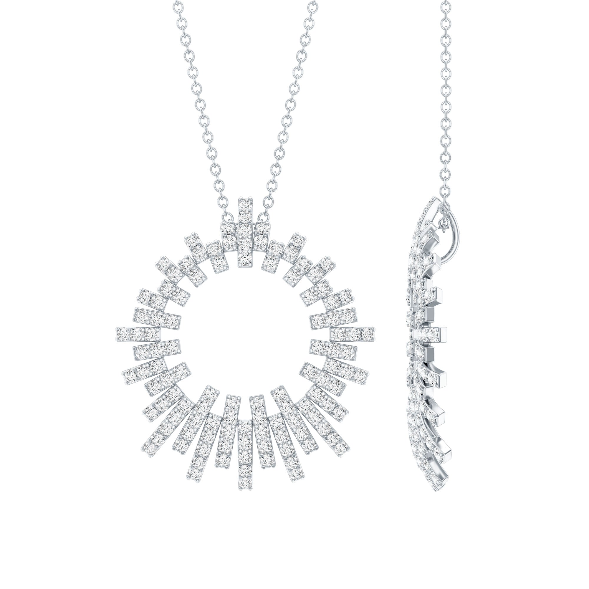 Certified Pave Set Lab Grown Diamond Eternity Necklace Lab - ( EF-VS ) - Rosec Jewels
