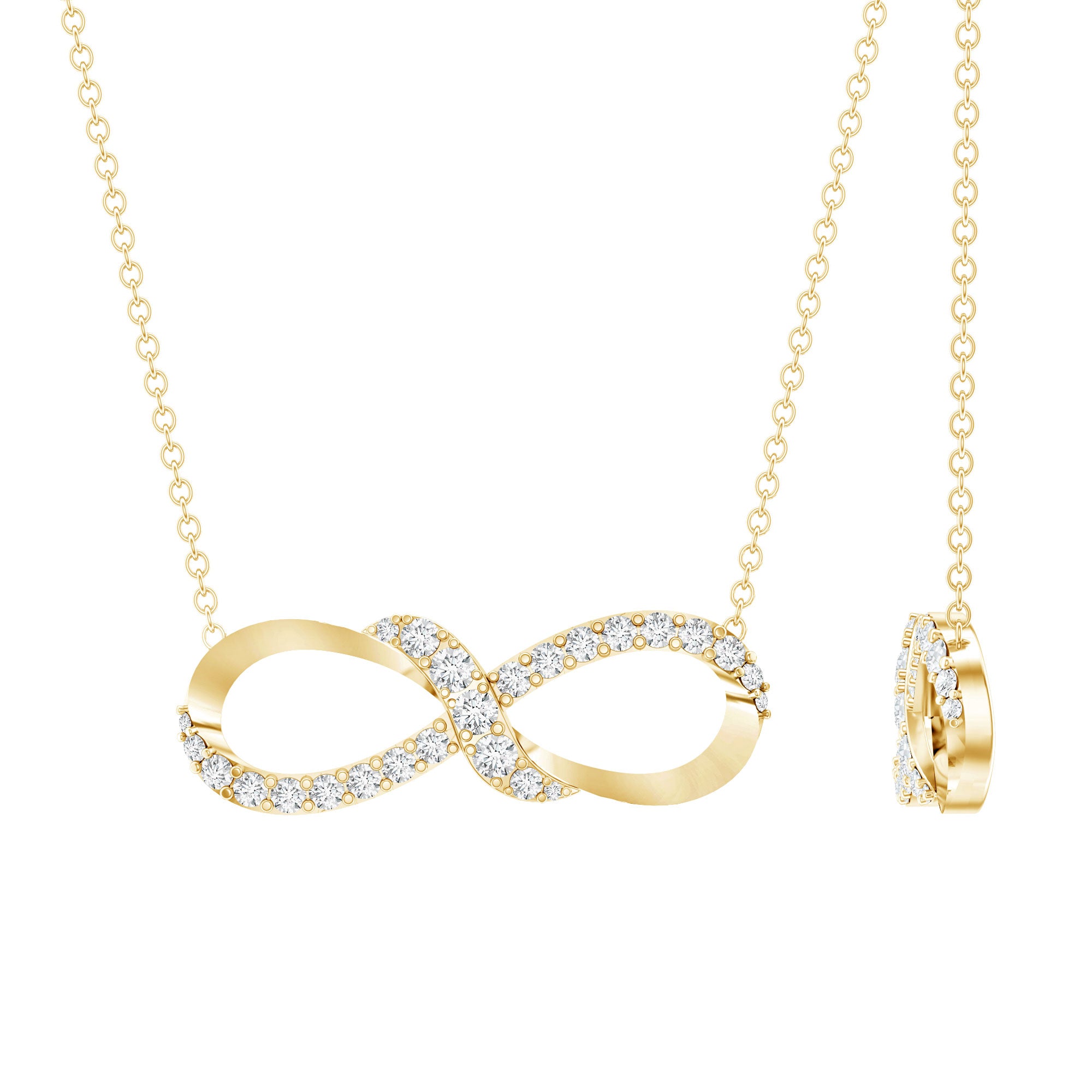 Lab Grown Diamond Infinity Knot Necklace with Accent Lab - ( EF-VS ) - Rosec Jewels