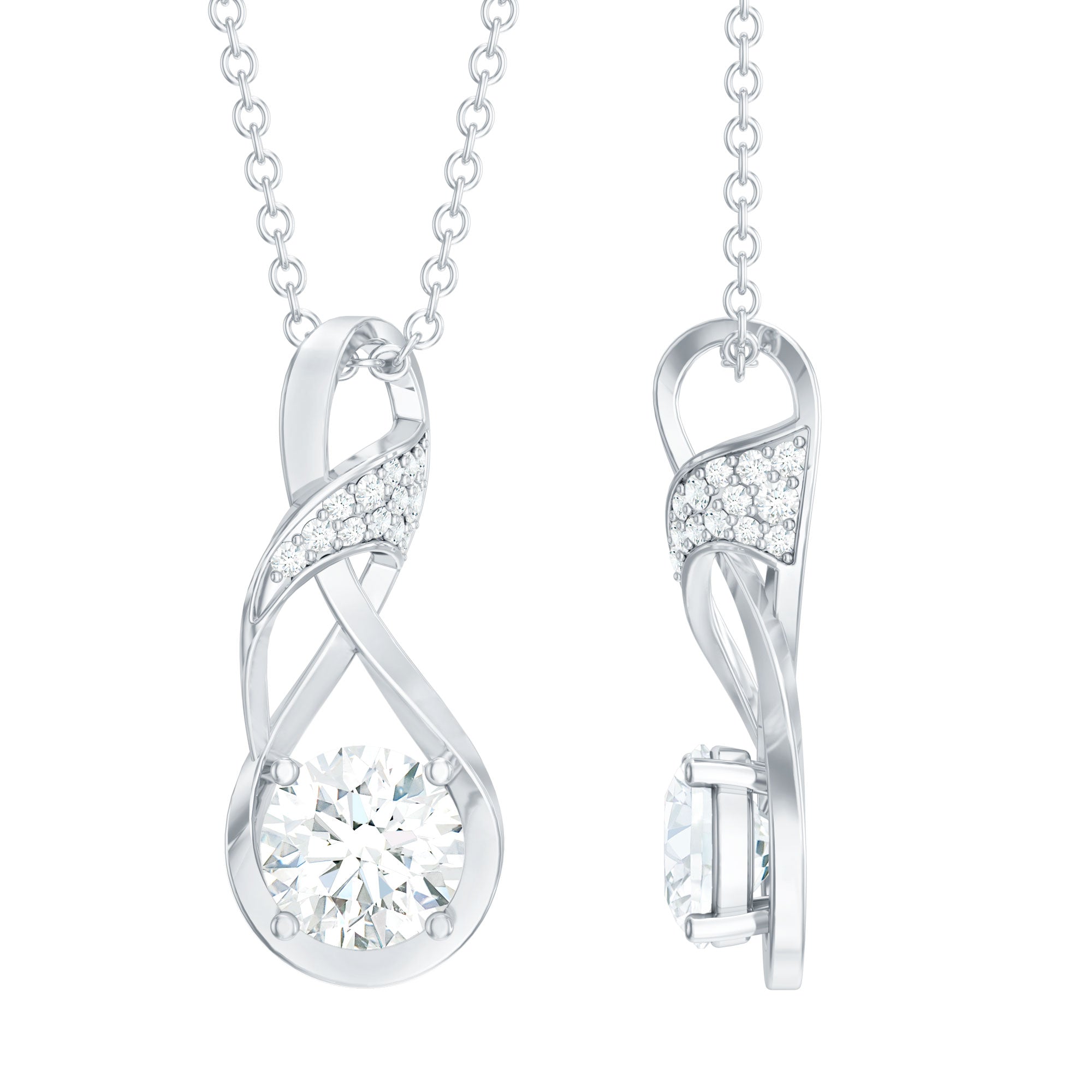 Certified Lab 6 MM Round Diamond Infinity Pendant Necklace