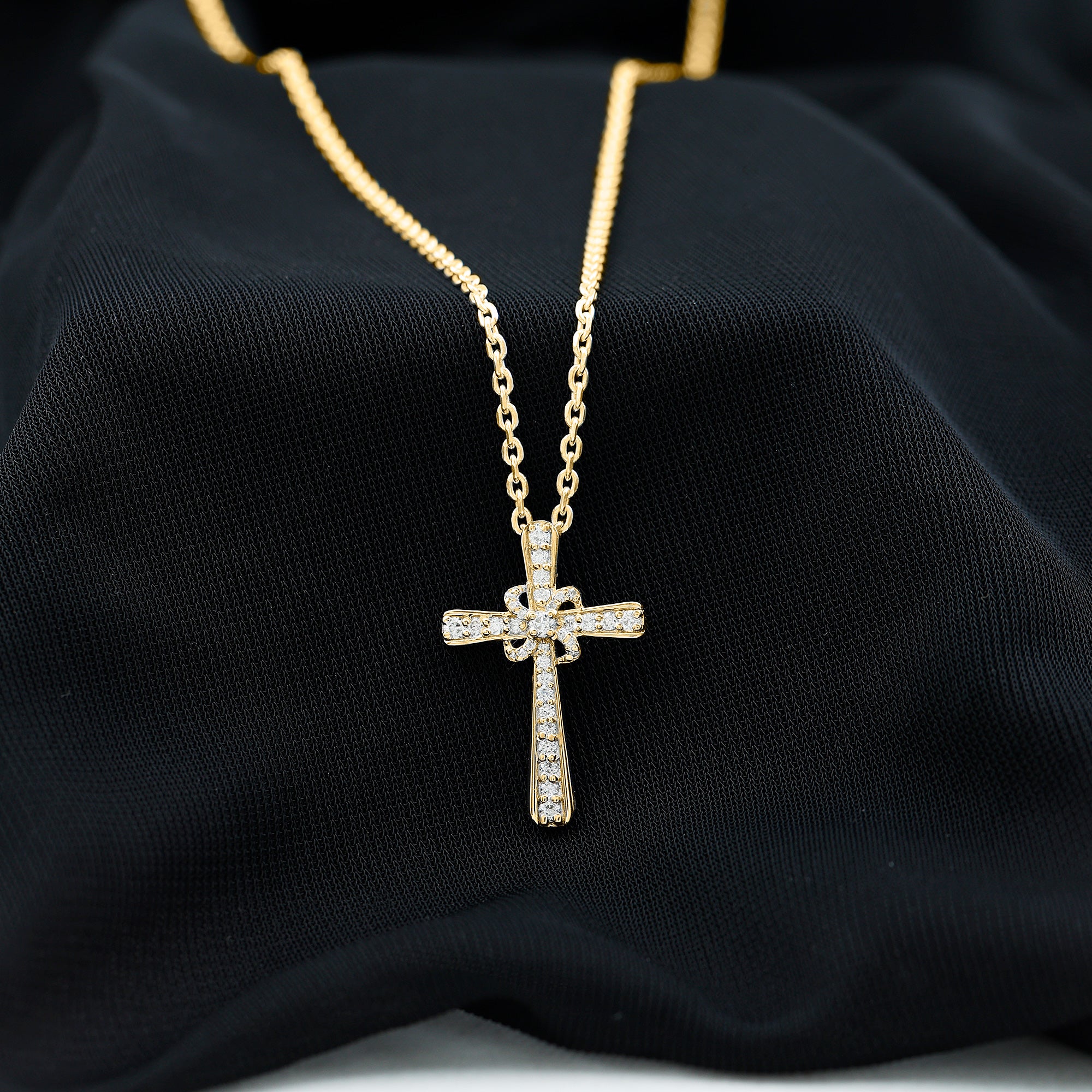 Lab Grown Diamond Catholic Cross Necklace Lab - ( EF-VS ) - Rosec Jewels