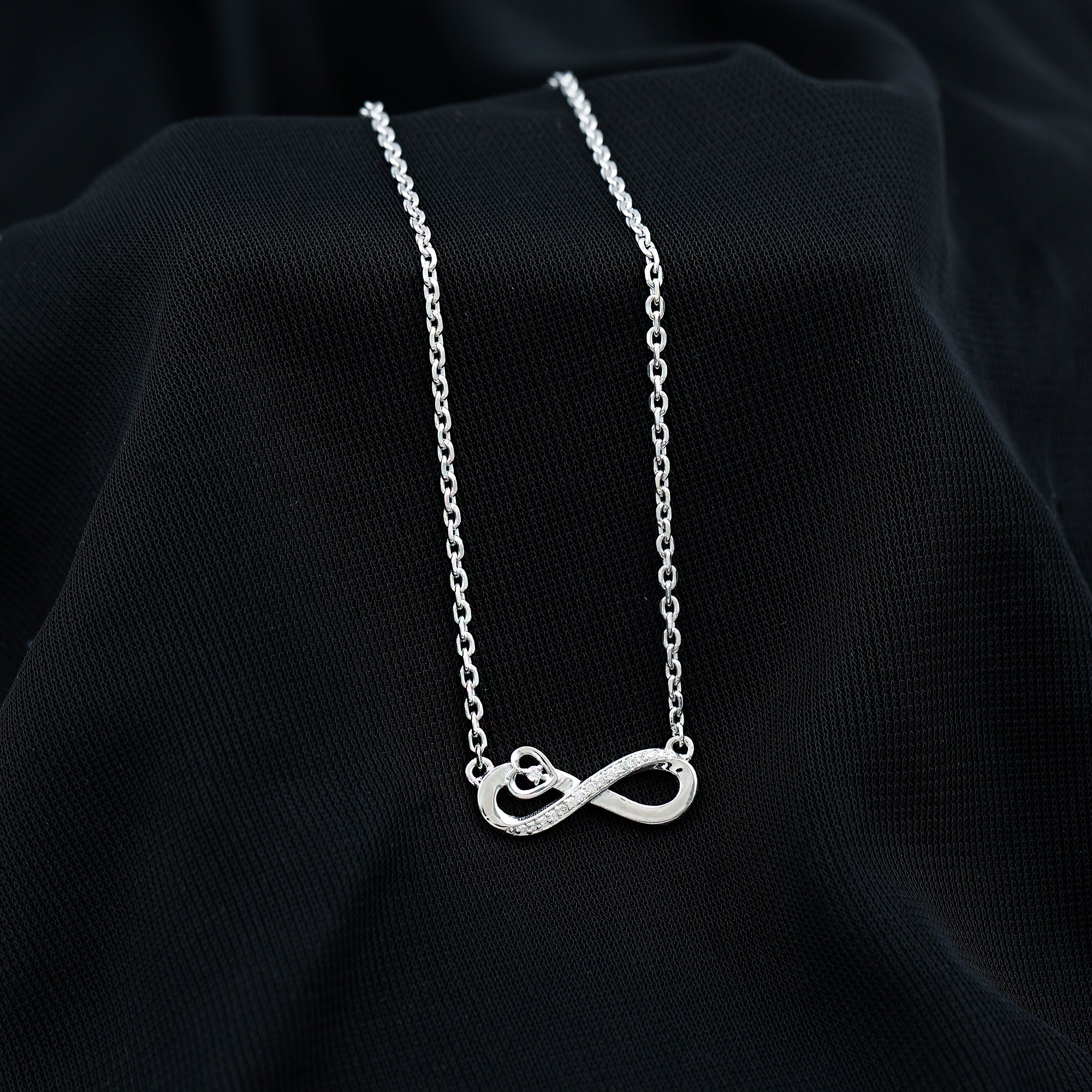 Certified Lab Grown Diamond Infinity Heart Necklace Lab - ( EF-VS ) - Rosec Jewels