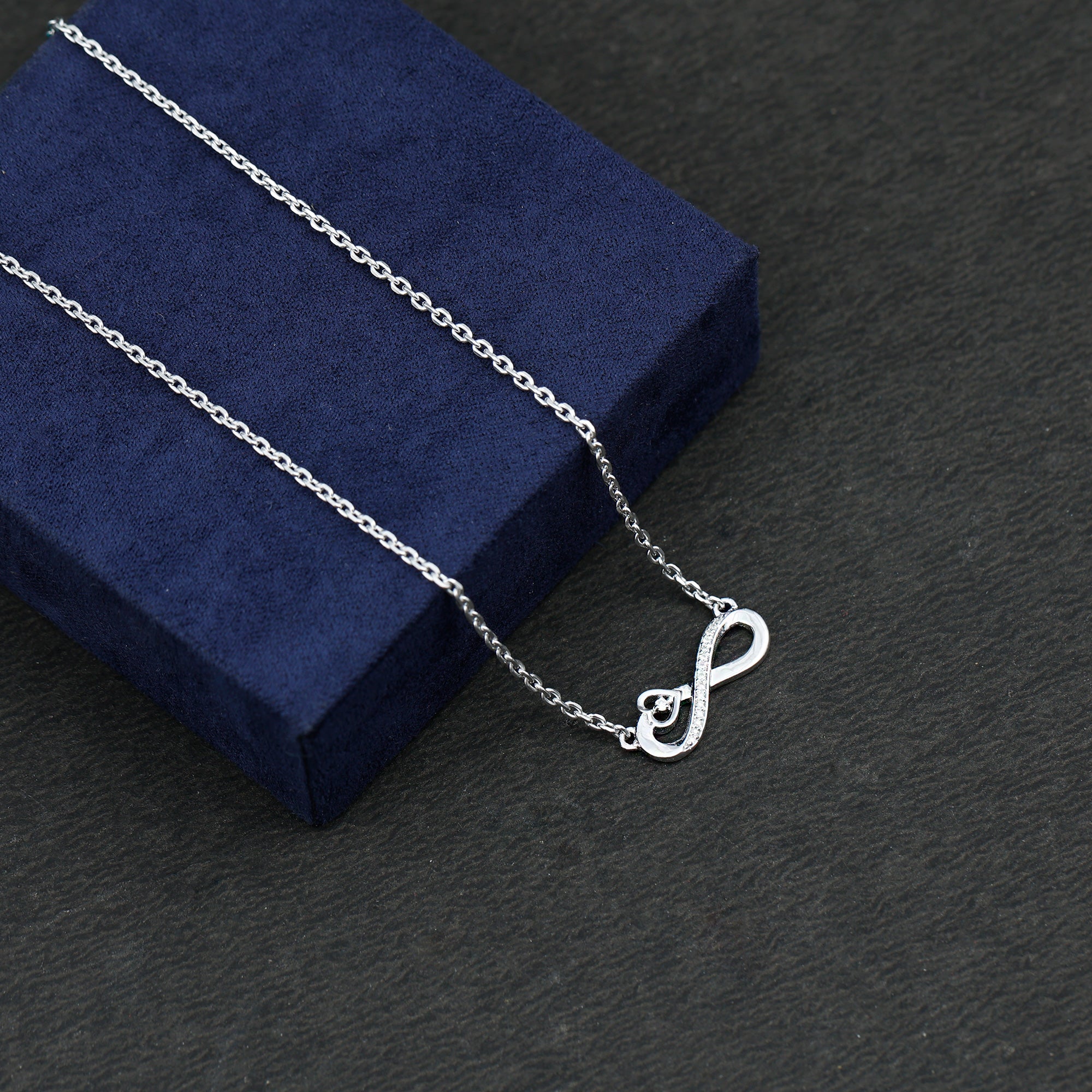 Certified Lab Grown Diamond Infinity Heart Necklace Lab - ( EF-VS ) - Rosec Jewels