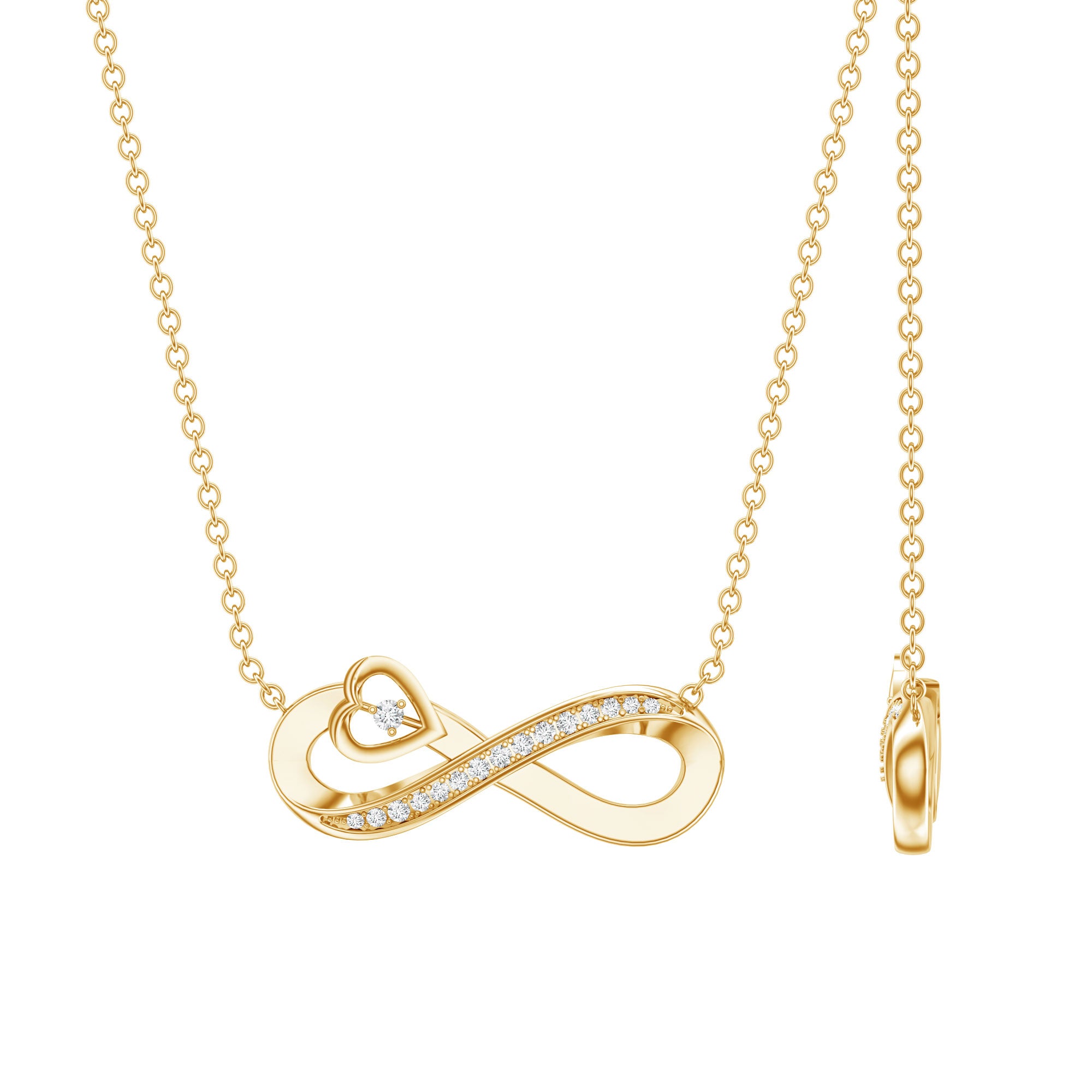 Certified Lab Grown Diamond Infinity Heart Necklace Lab - ( EF-VS ) - Rosec Jewels