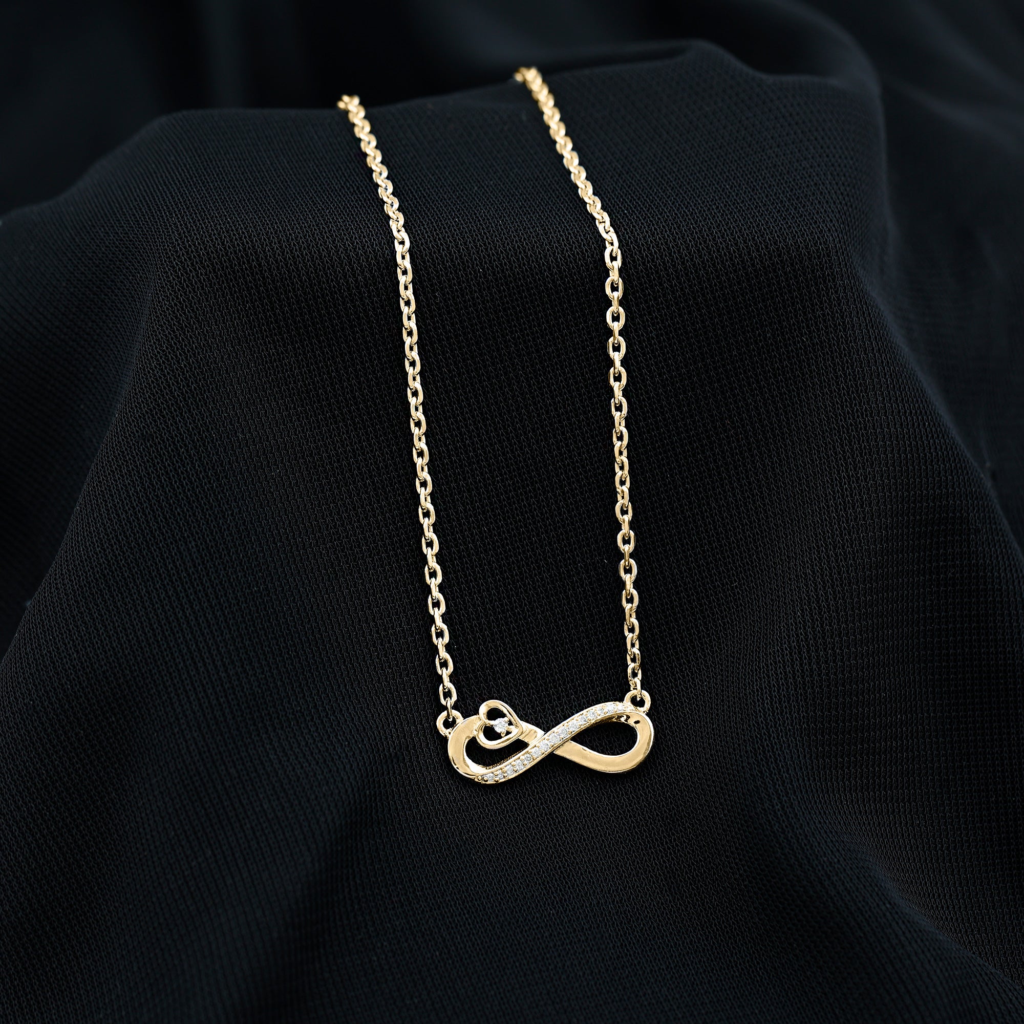 Certified Lab Grown Diamond Infinity Heart Necklace Lab - ( EF-VS ) - Rosec Jewels
