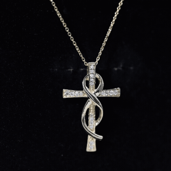 Certified Lab Grown Diamond Accent Cross Infinity Necklace Lab - ( EF-VS ) - Rosec Jewels
