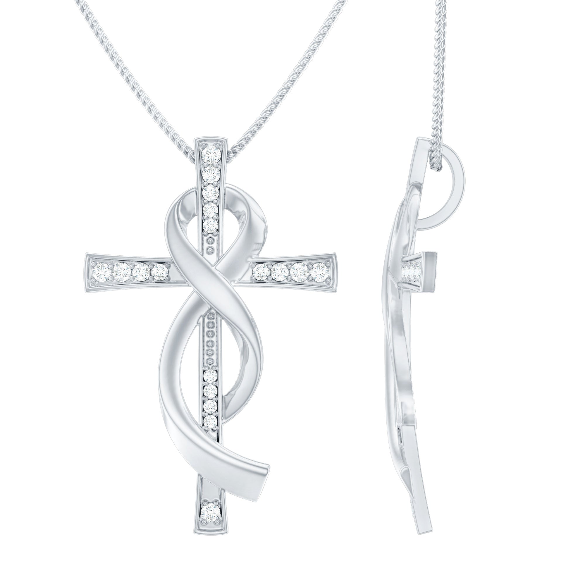 Certified Lab Grown Diamond Accent Cross Infinity Necklace
