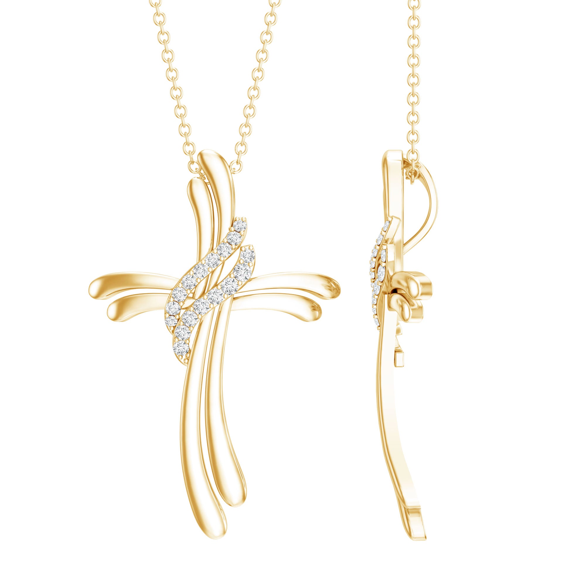 Lab Grown Diamond Designer Catholic Cross Necklace Lab - ( EF-VS ) - Rosec Jewels