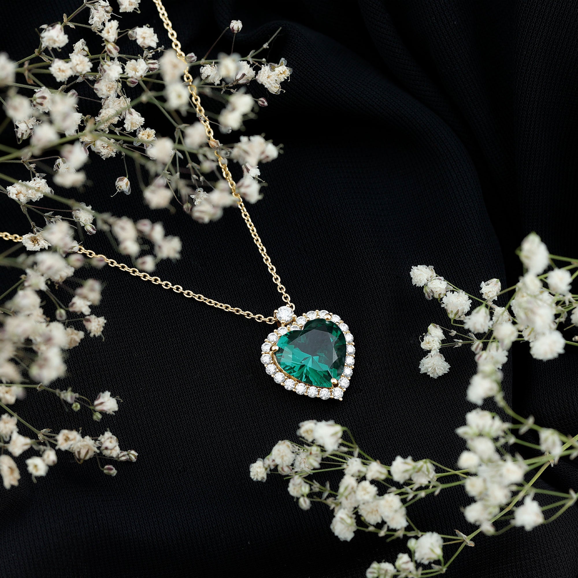 Lab Created 5.6 Carat Emerald Moissanite Heart Pendant Necklace AAAA - Rosec Jewels
