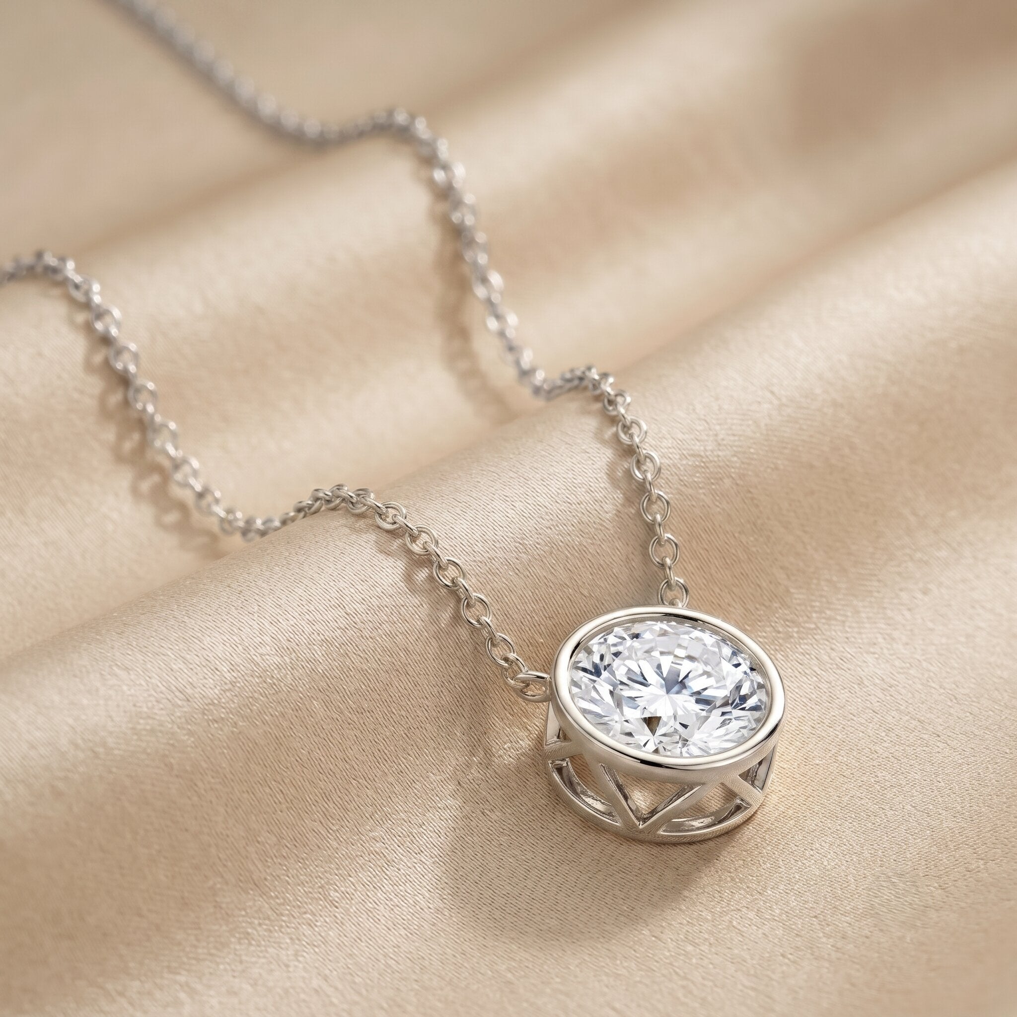 IGI Certified 3 Carat Lab Grown Diamond Solitaire Necklace for Women Lab - ( E-VS1 ) - Rosec Jewels